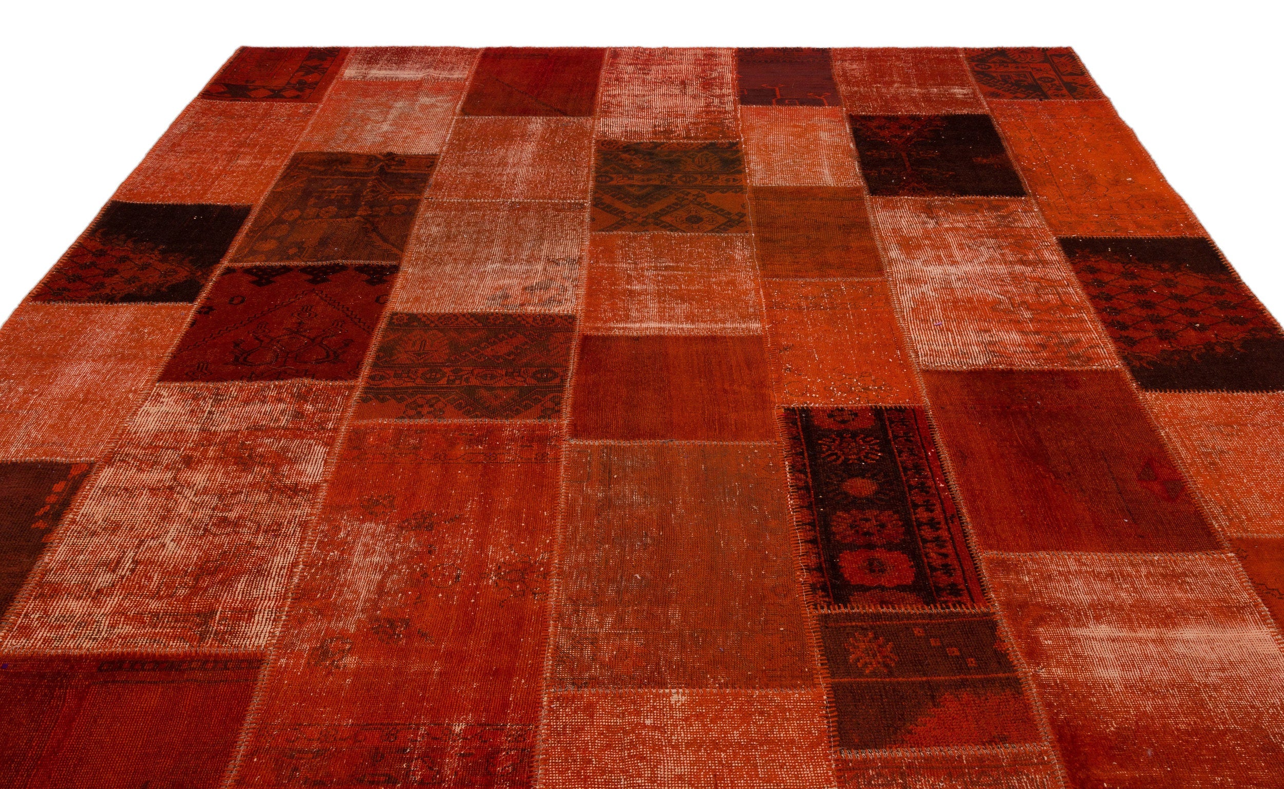 Iskece Orange Vintage Wool Handmade Area Rug 8'11" x 11'10"