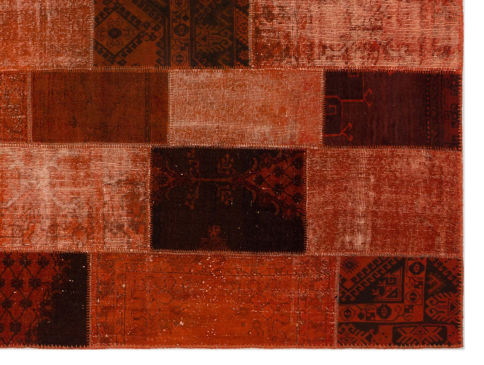 Iskece Orange Vintage Wool Handmade Area Rug 8'11" x 11'10"