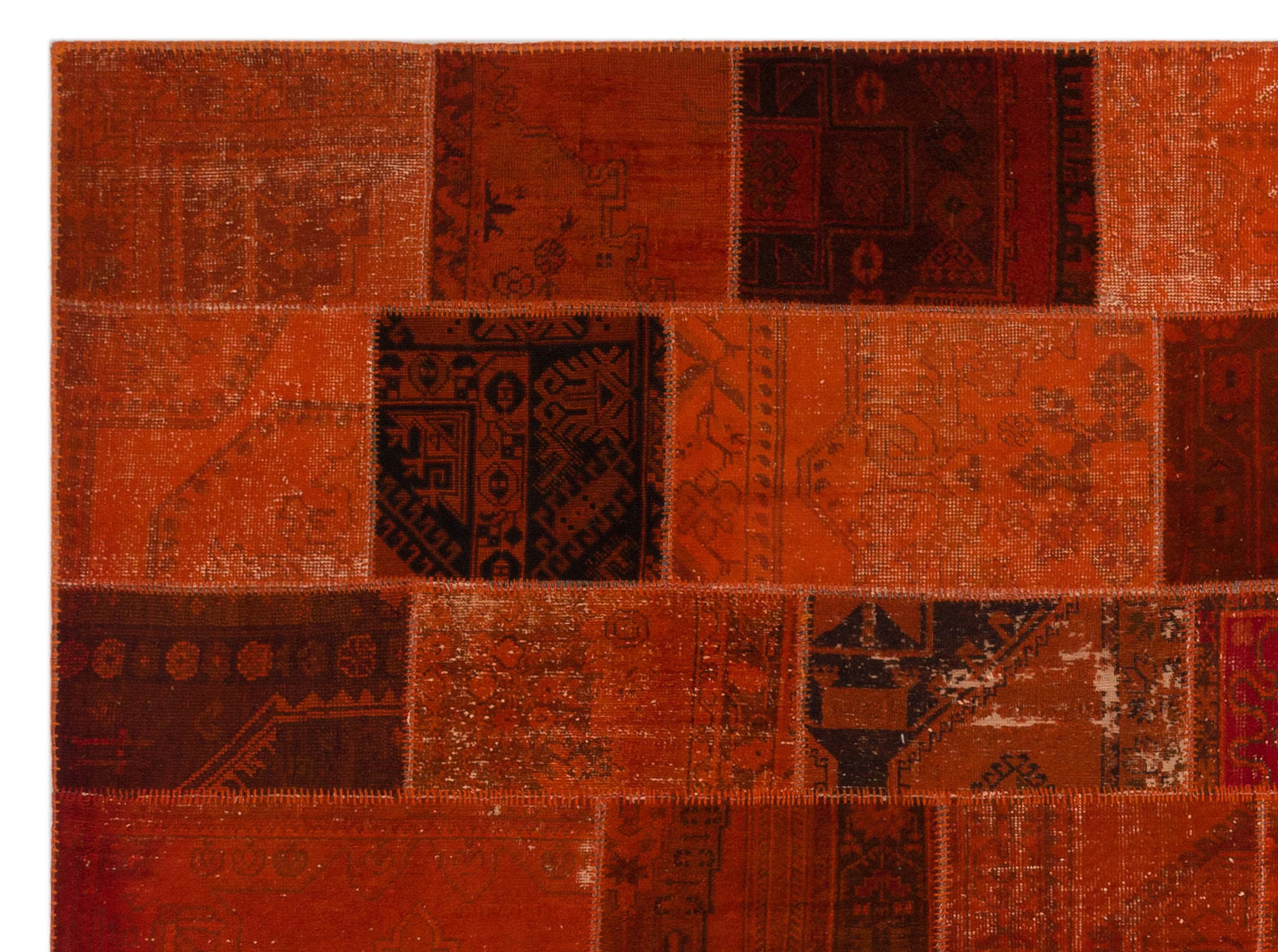 Iskece Orange Vintage Wool Handmade Area Rug 8'10" x 11'11"