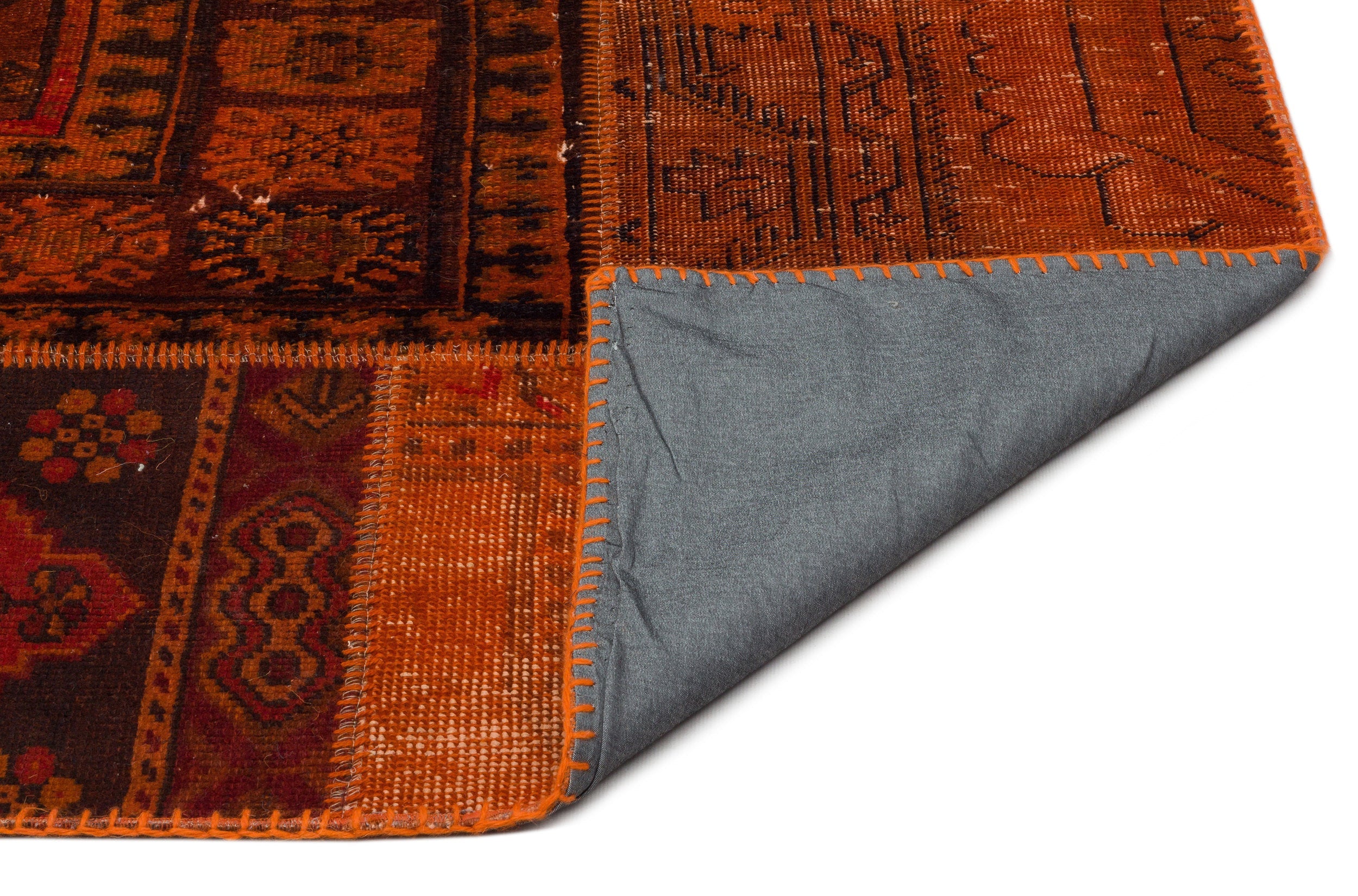 Iskece Orange Vintage Wool Handmade Area Rug 8'10" x 12'0"