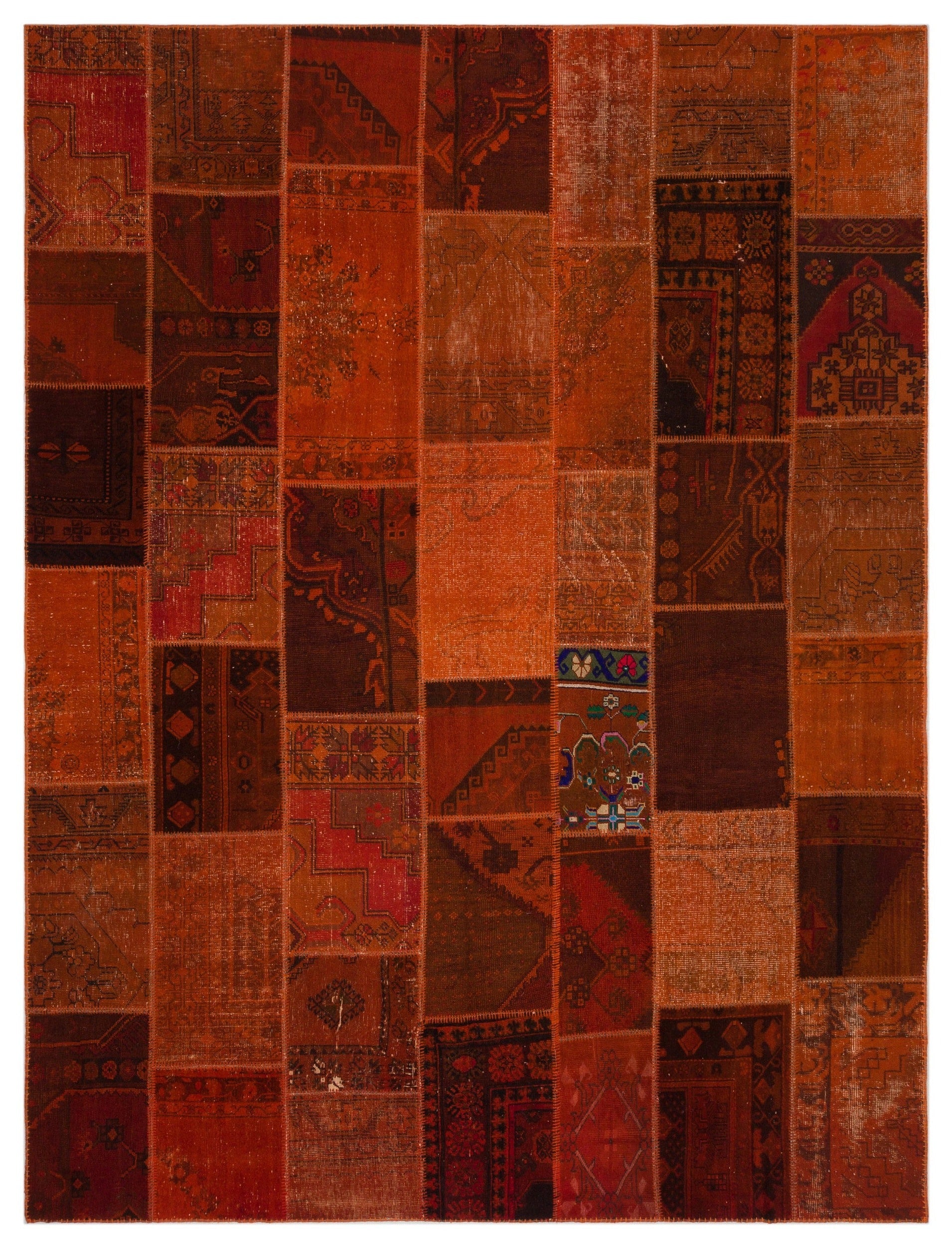 Iskece Orange Vintage Wool Handmade Area Rug 8'10" x 12'0"