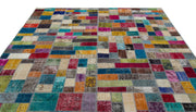 Iskece Beige Patchwork Wool Handmade Area Rug 7'11" x 9'9"