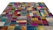 Iskece Beige Patchwork Wool Handmade Area Rug 7'10" x 9'11"