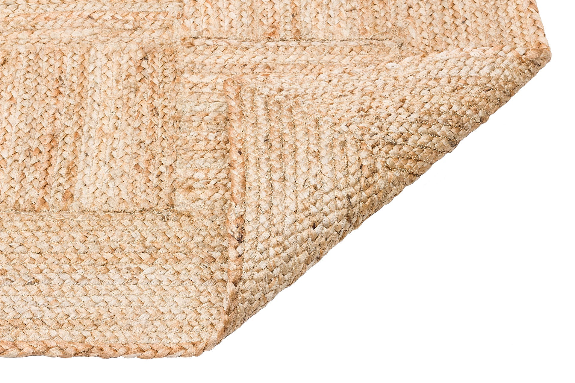 Handmade Jute Rug – Beige Geometric Natural Fiber Flatweave Carpet for Living Room