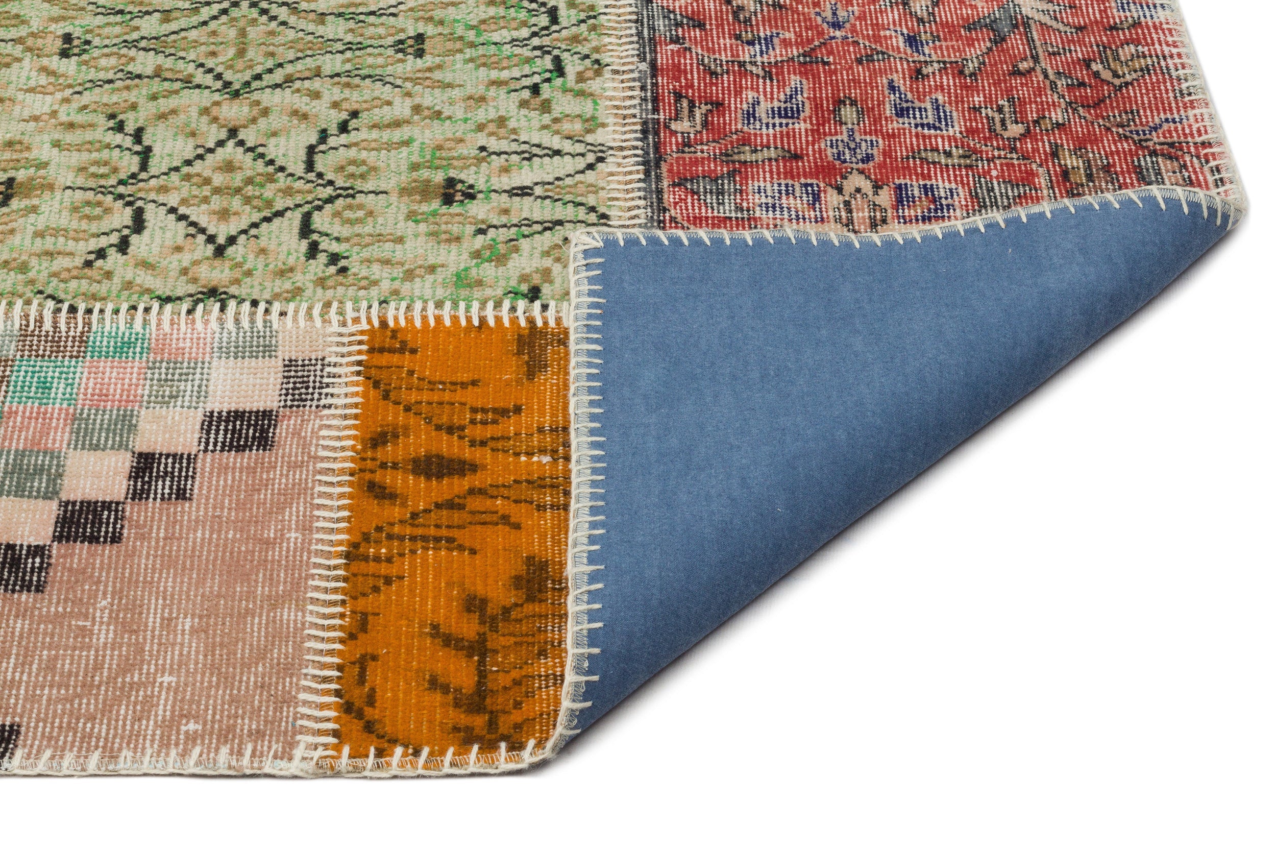 Iskece 20360 Beige Patchwork Wool Handmade Area Rug 8'1" x 10'1"