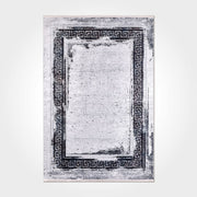 Digital Print Area Rug - Washable Non Slip Grey Black Chenille Cotton Rug