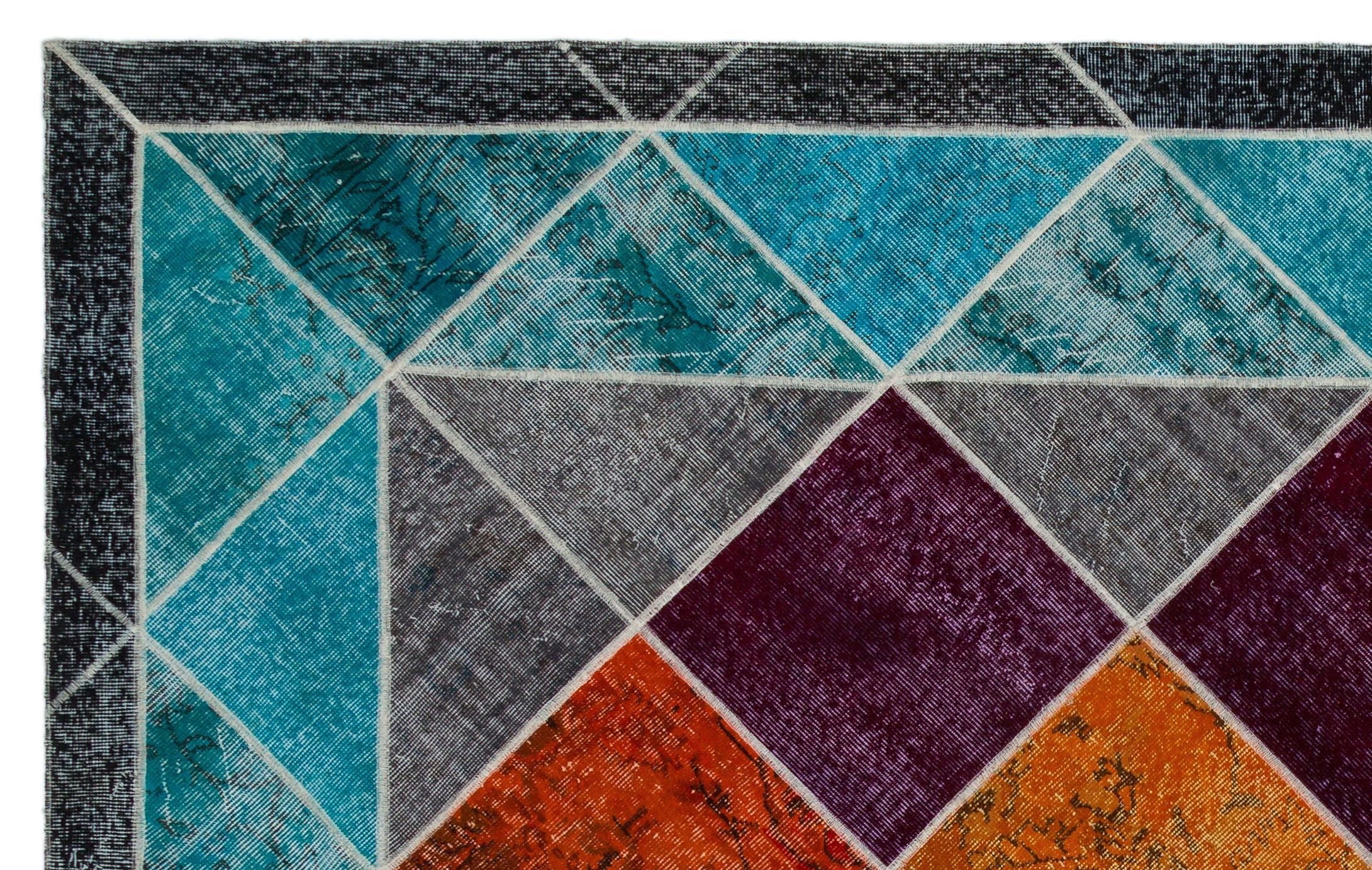 Iskece Beige Patchwork Wool Handmade Area Rug 6'4" x 10'2"