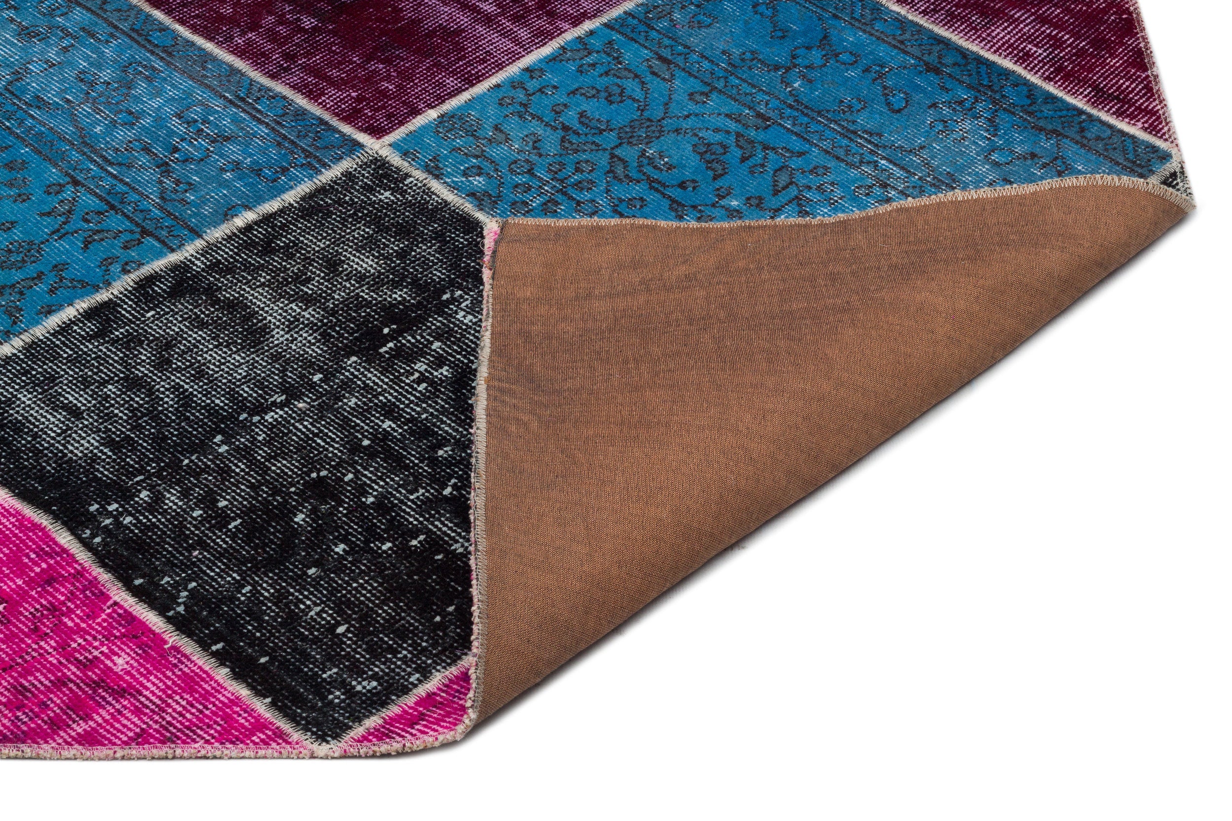 Iskece Beige Patchwork Wool Handmade Area Rug 6'8" x 9'6"