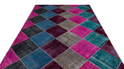 Iskece Beige Patchwork Wool Handmade Area Rug 6'8" x 9'6"