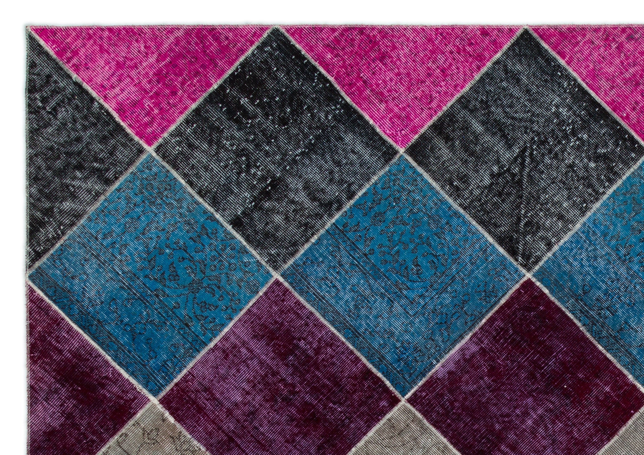 Iskece Beige Patchwork Wool Handmade Area Rug 6'8" x 9'6"