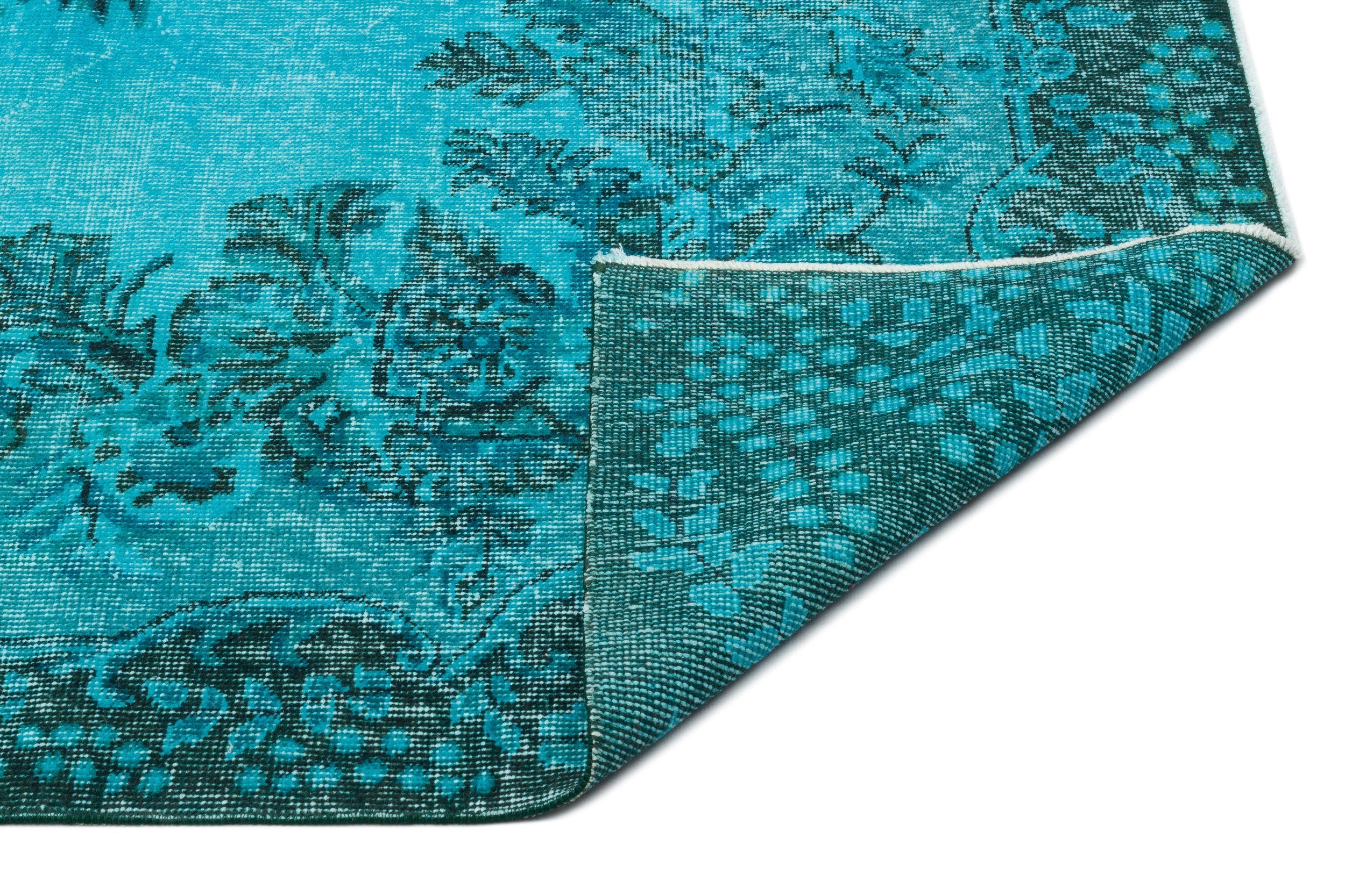 Atina Turquoise Vintage Wool Handmade Area Rug 5'7" x 9'6"