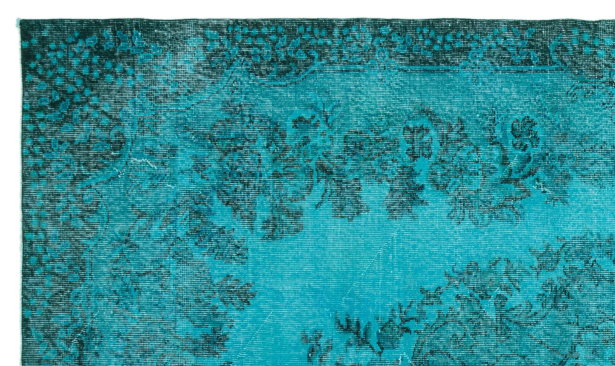Atina Turquoise Vintage Wool Handmade Area Rug 5'7" x 9'6"