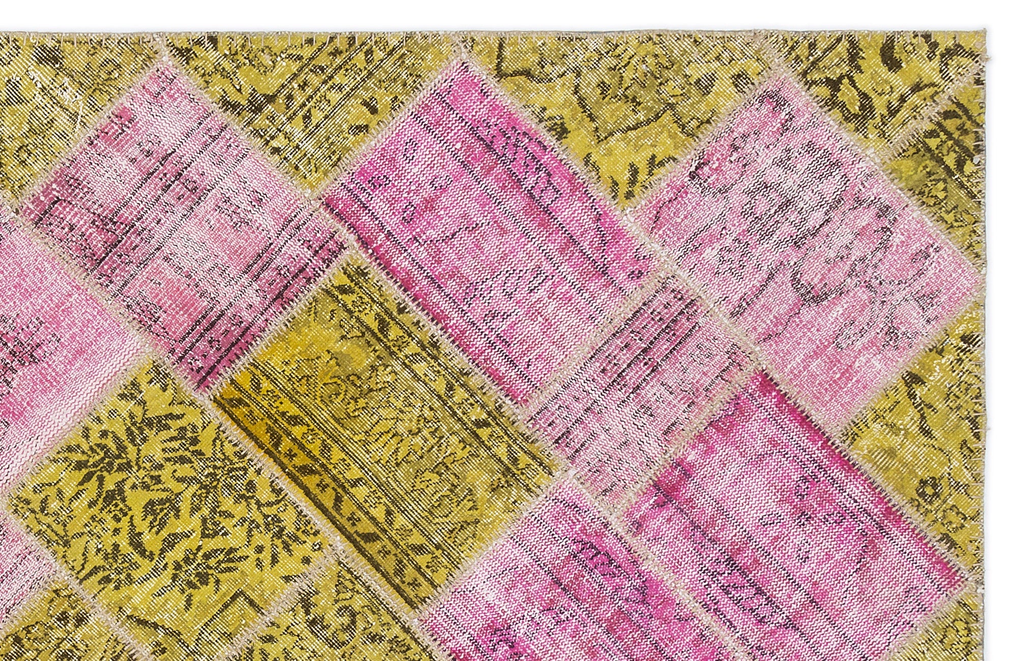 Iskece Yellow Vintage Wool Handmade Area Rug 5'3" x 7'7"