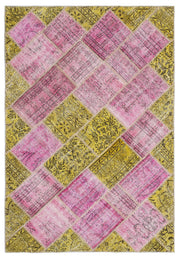 Iskece Yellow Vintage Wool Handmade Area Rug 5'3" x 7'7"
