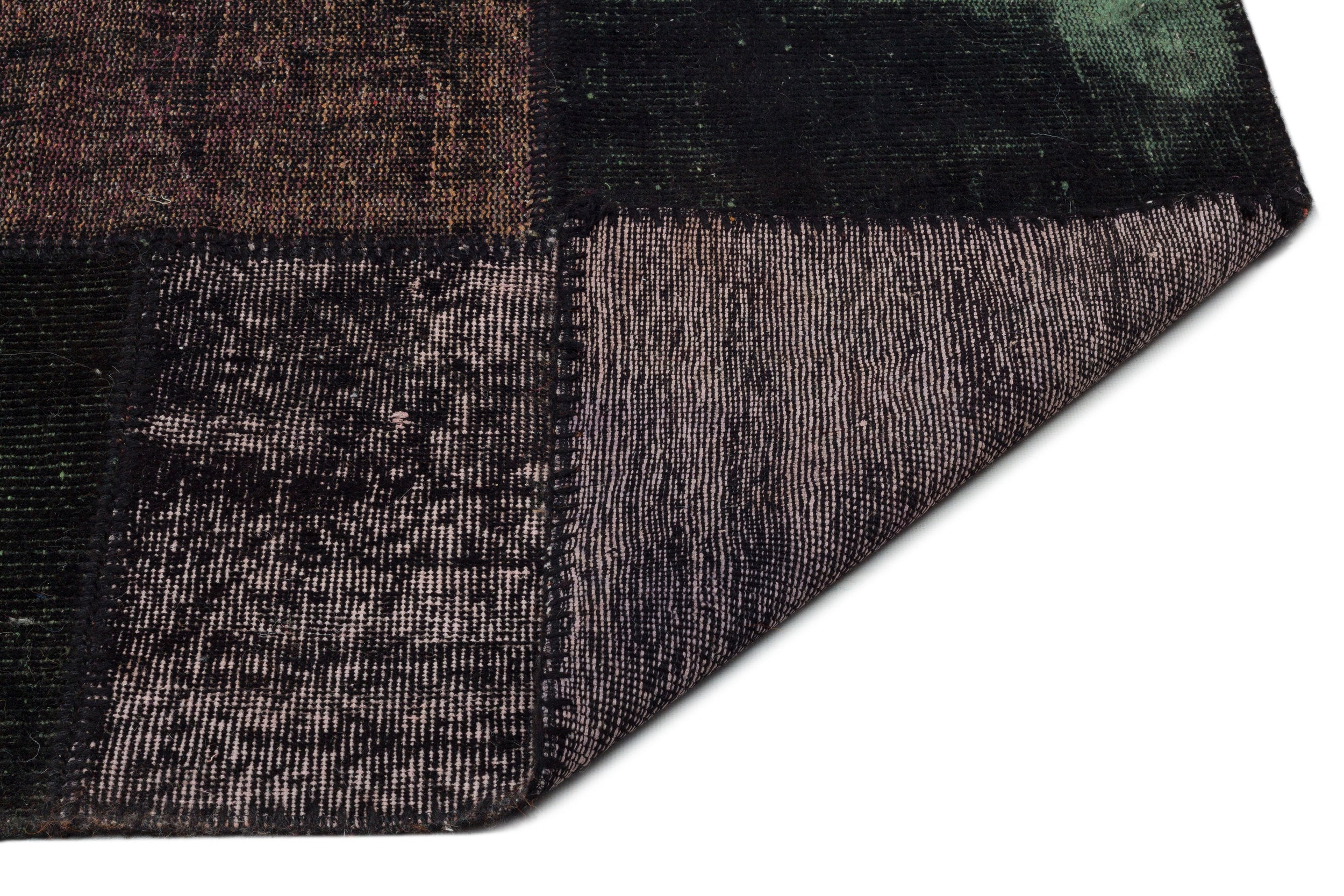 Iskece Black Vintage Wool Handmade Area Rug 9'1" x 12'0"