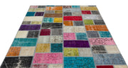 Iskece Beige Patchwork Wool Handmade Area Rug 5'7" x 7'10"