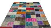 Iskece Beige Patchwork Wool Handmade Area Rug 4'10" x 9'4"