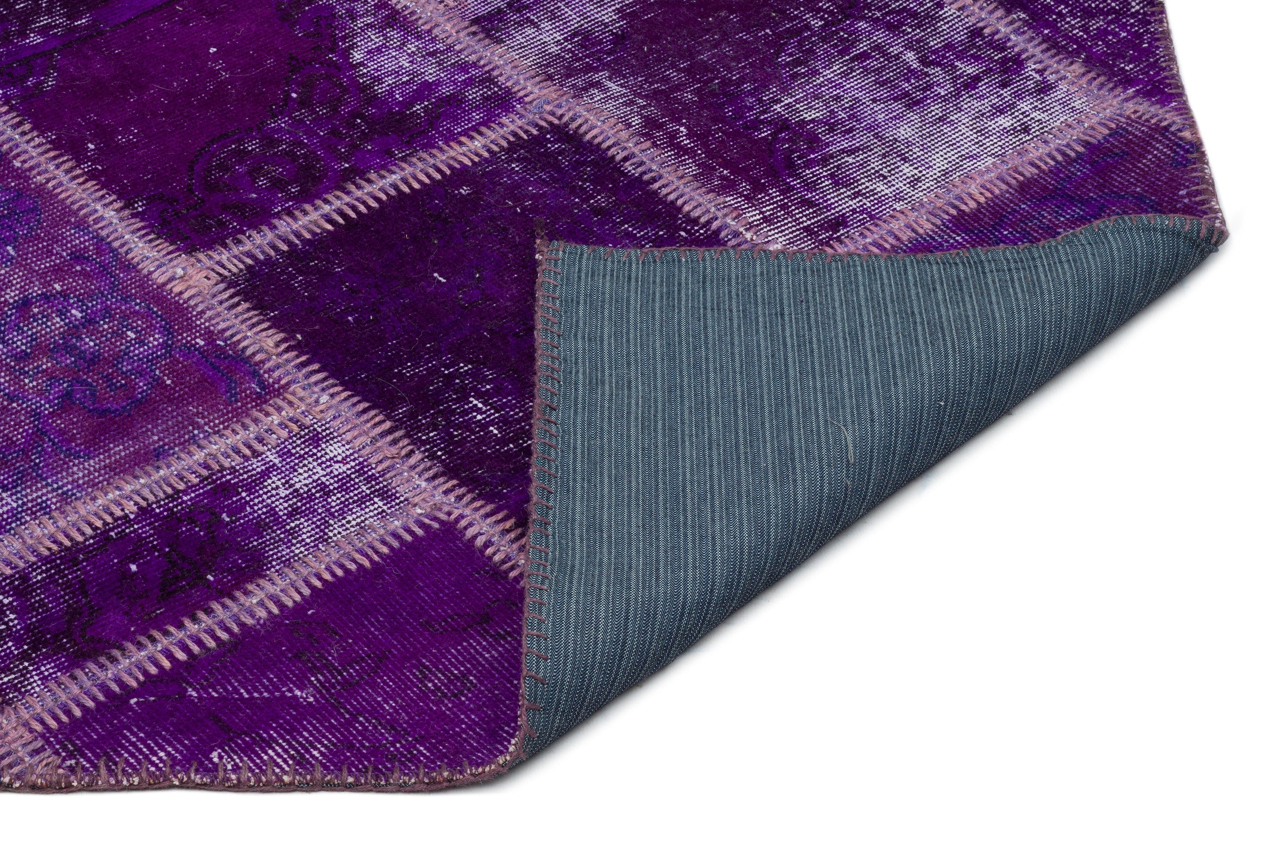 Iskece Purple Vintage Wool Handmade Area Rug 5'4" x 7'7"