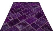Iskece Purple Vintage Wool Handmade Area Rug 5'4" x 7'7"