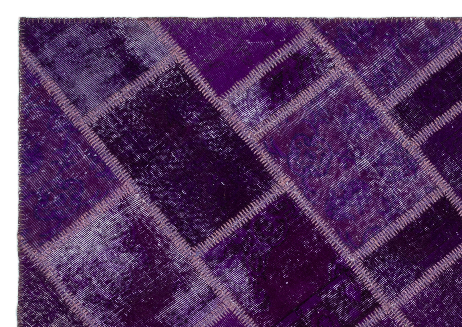 Iskece Purple Vintage Wool Handmade Area Rug 5'4" x 7'7"