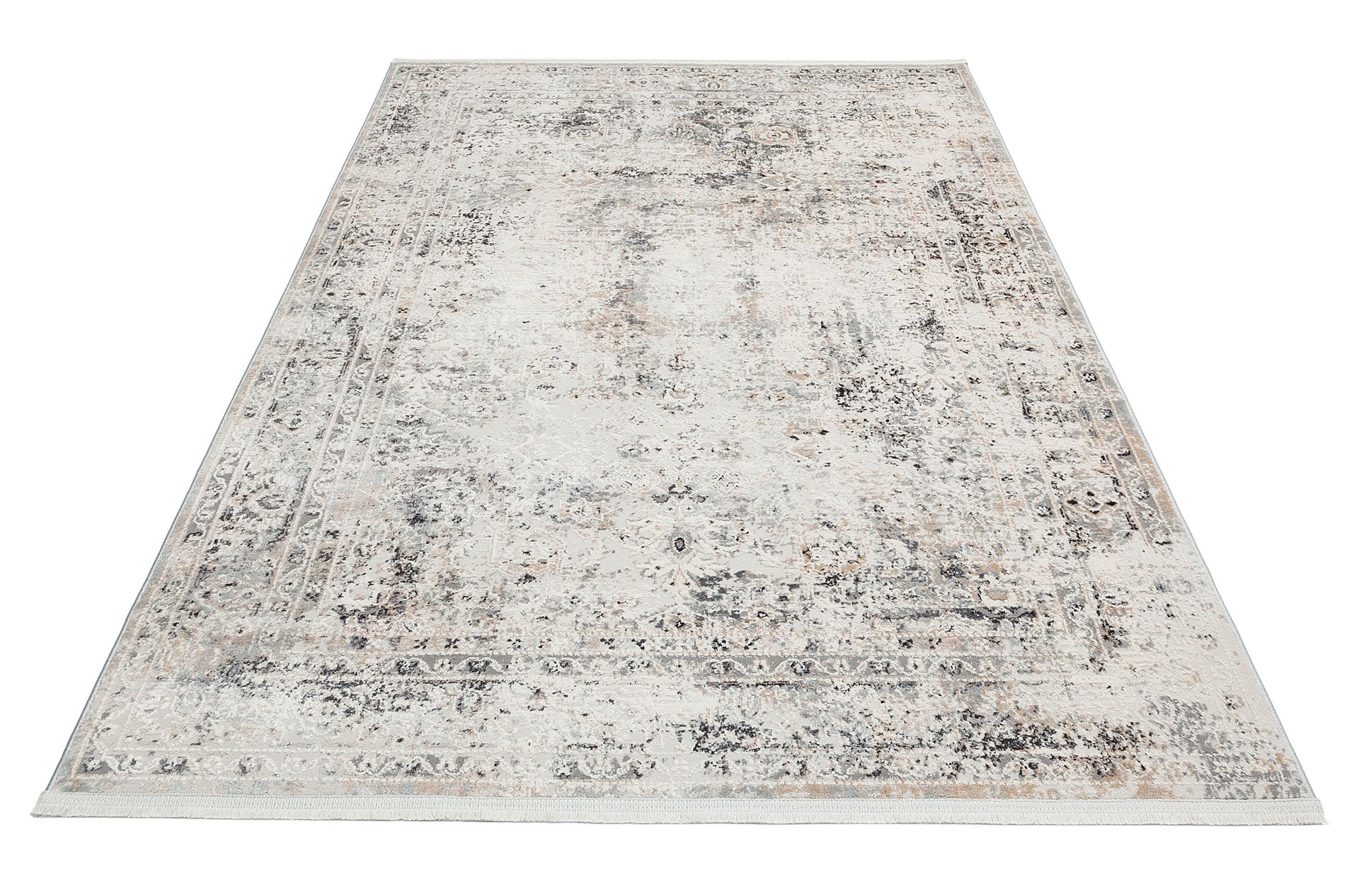 Vintage Area Rug – Machine Made Rug | Cream Flatweave Dustproof Soft Textured Carpet