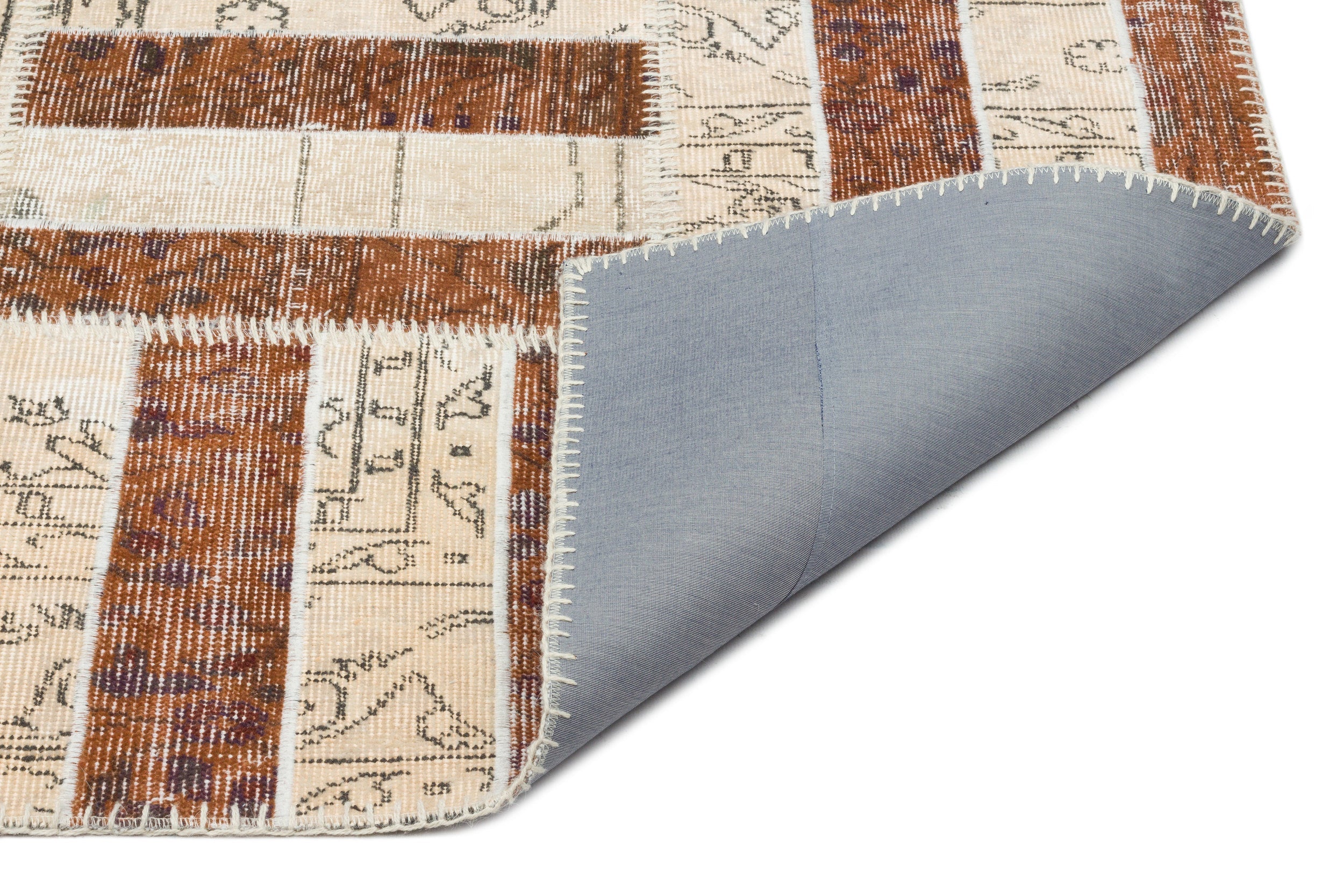 Iskece Beige Vintage Wool Handmade Area Rug 5'1" x 8'6"