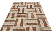 Iskece Beige Vintage Wool Handmade Area Rug 5'1" x 8'6"