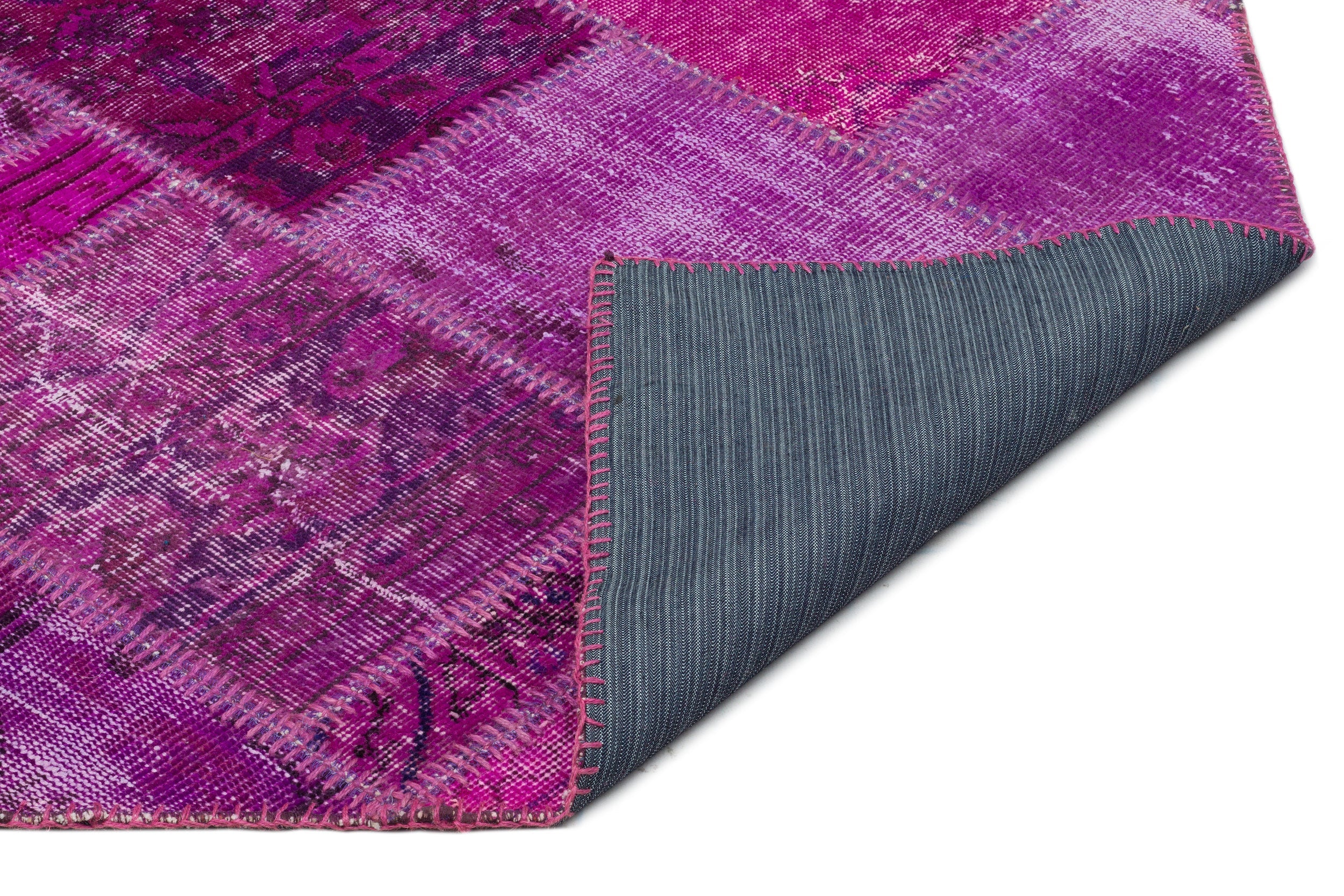 Iskece Purple Vintage Wool Handmade Area Rug 4'1" x 5'10"
