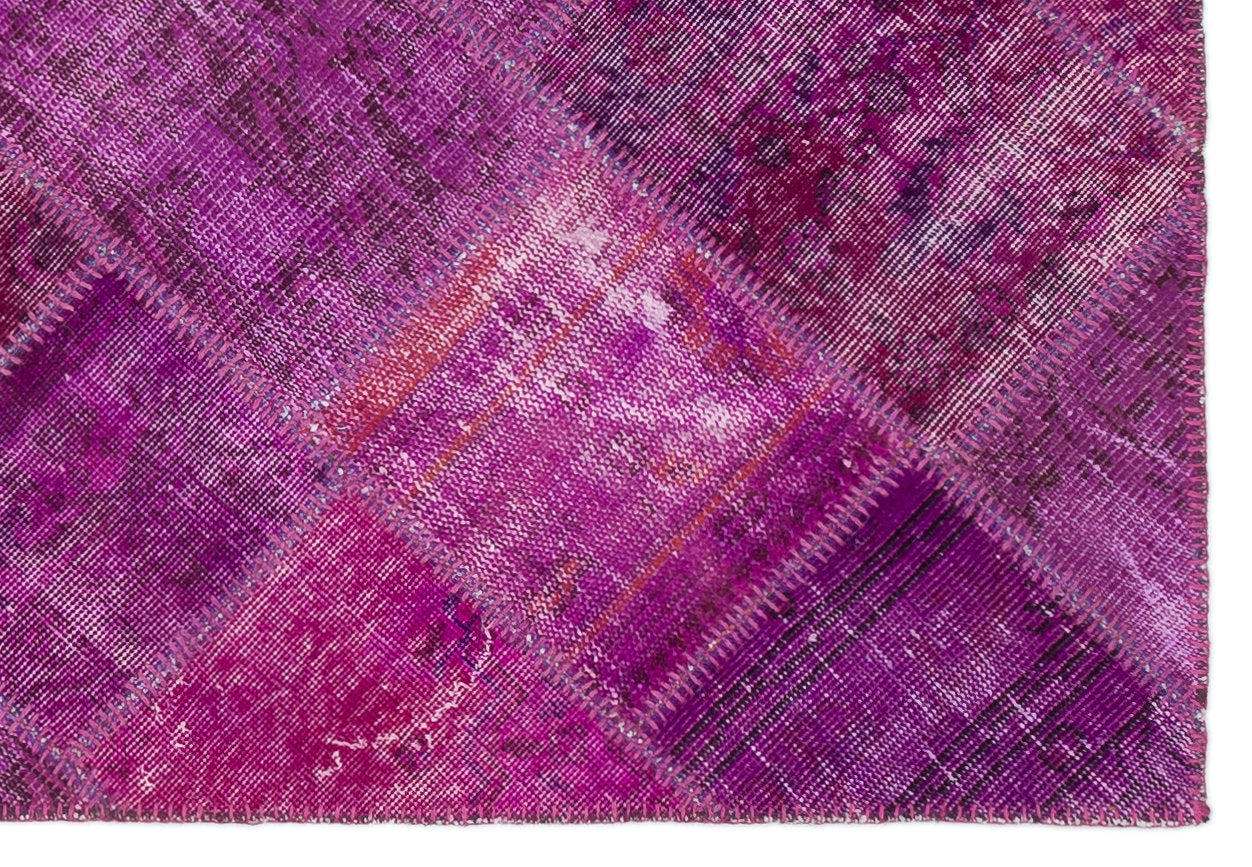 Iskece Purple Vintage Wool Handmade Area Rug 4'1" x 5'10"