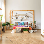 Handmade Jute Rug – Beige Geometric Natural Fiber Flatweave Carpet for Living Room