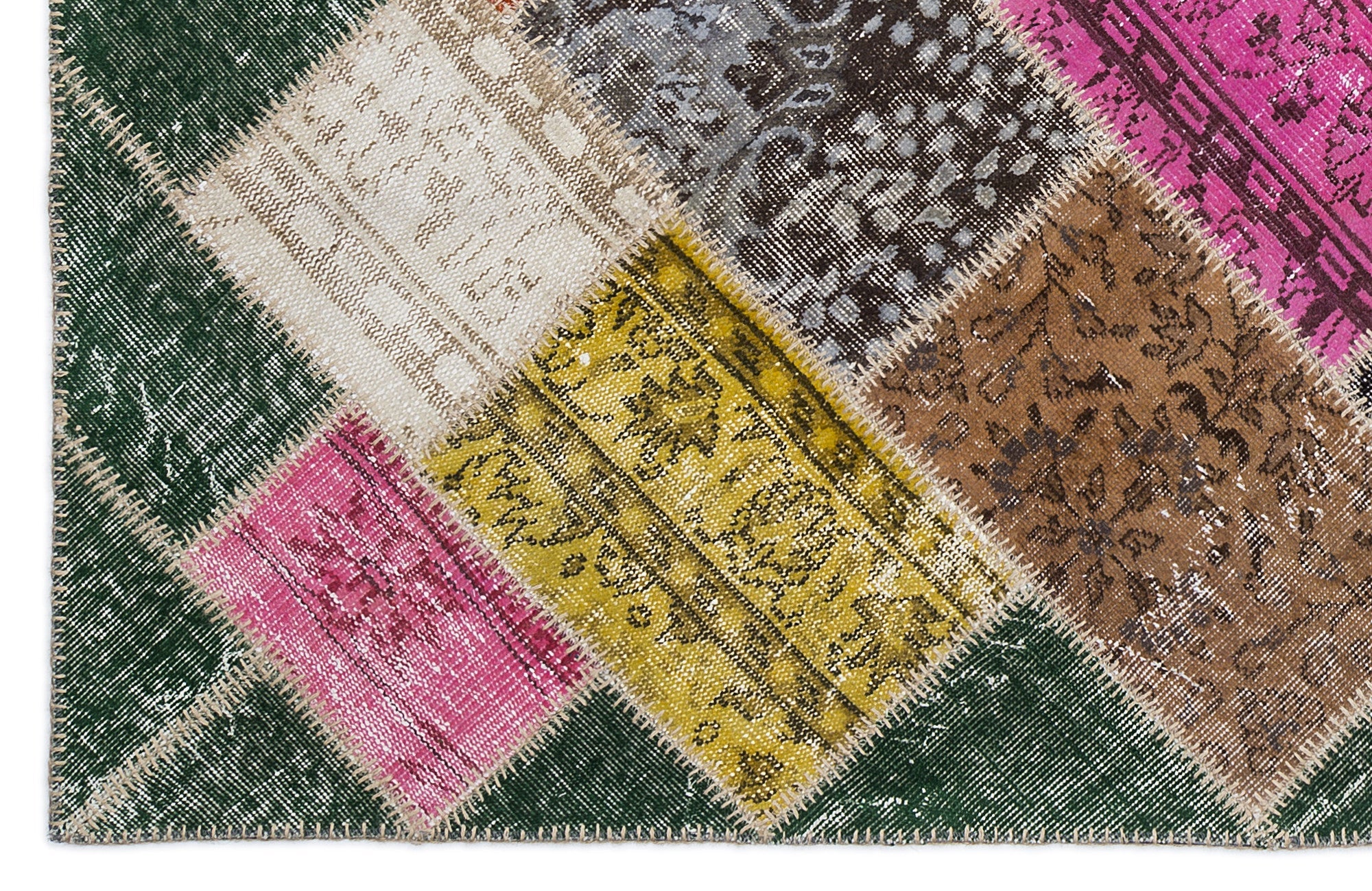 Iskece 2070 Green Vintage Wool Handmade Area Rug 5'3" x 7'7"