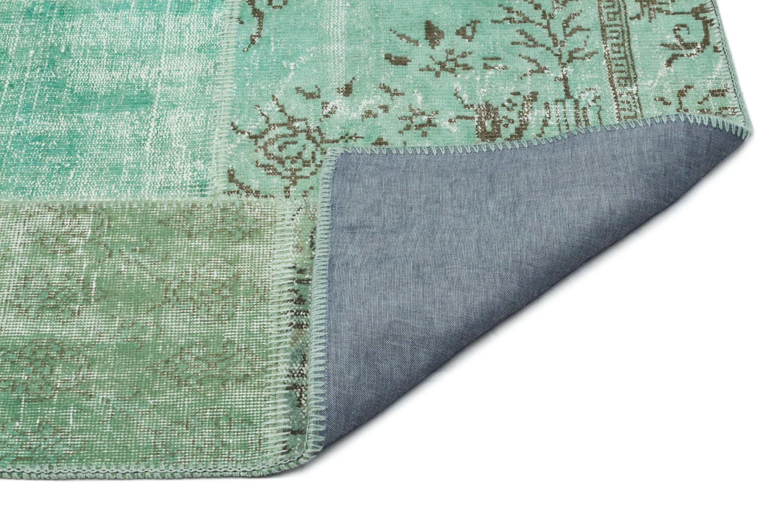 Iskece 20767 Green Vintage Wool Handmade Area Rug 5'3" x 7'7"