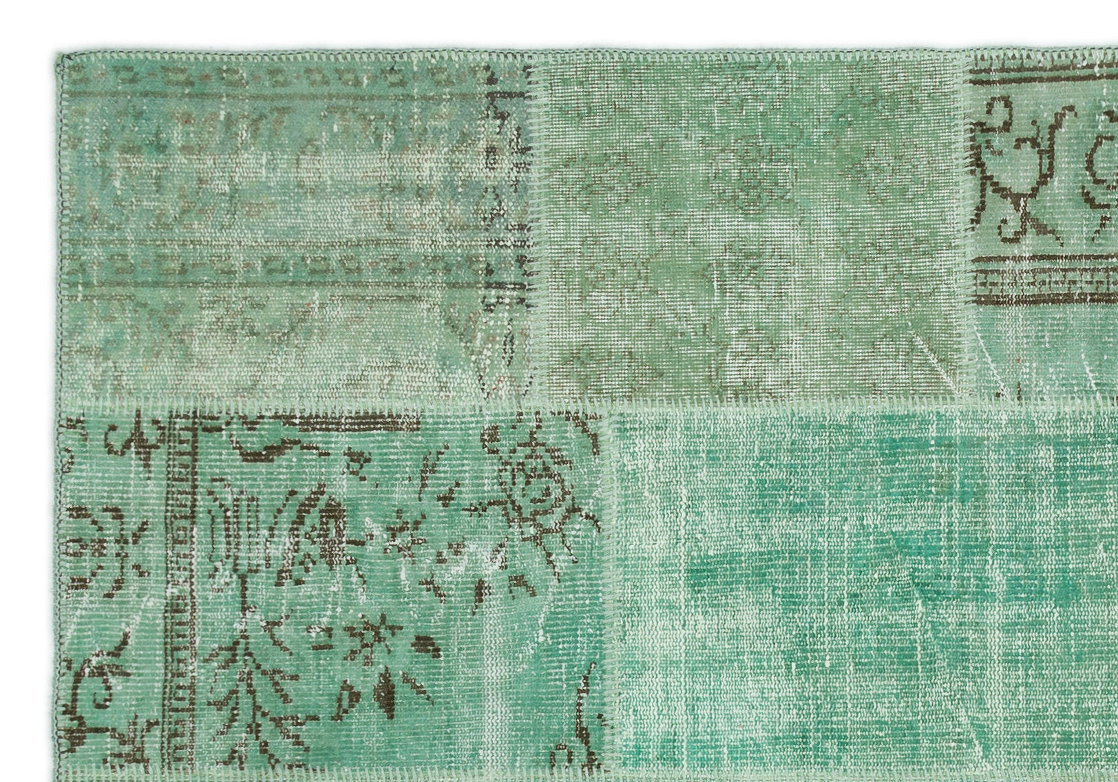Iskece 20767 Green Vintage Wool Handmade Area Rug 5'3" x 7'7"