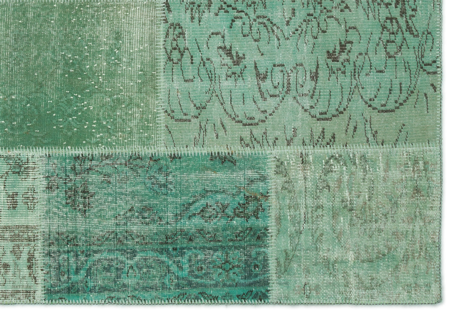 Iskece 20767 Green Vintage Wool Handmade Area Rug 5'3" x 7'7"