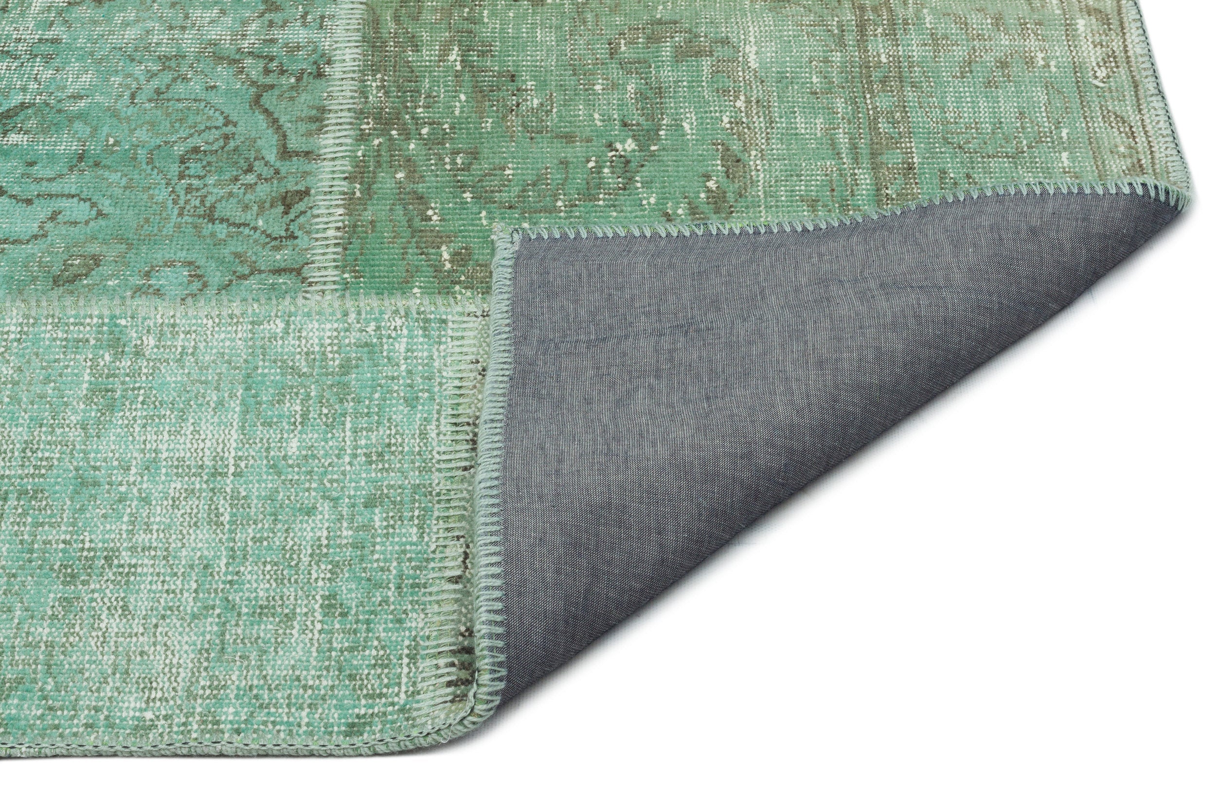 Iskece 20769 Green Vintage Wool Handmade Area Rug 5'3" x 7'7"