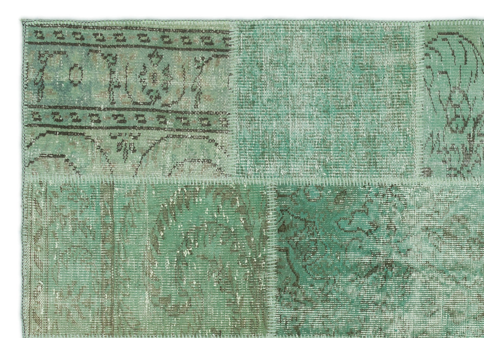 Iskece 20769 Green Vintage Wool Handmade Area Rug 5'3" x 7'7"