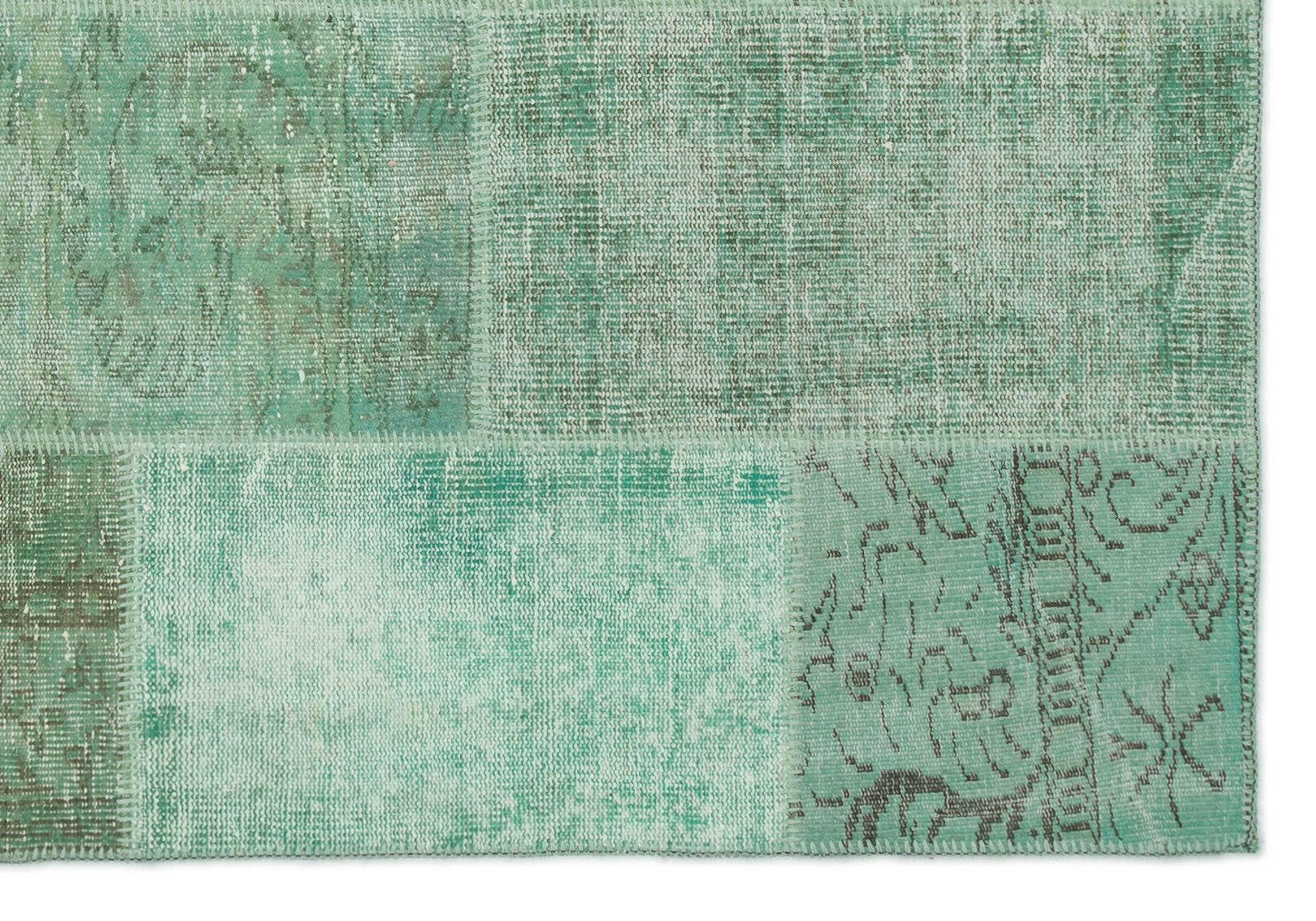 Iskece 20769 Green Vintage Wool Handmade Area Rug 5'3" x 7'7"