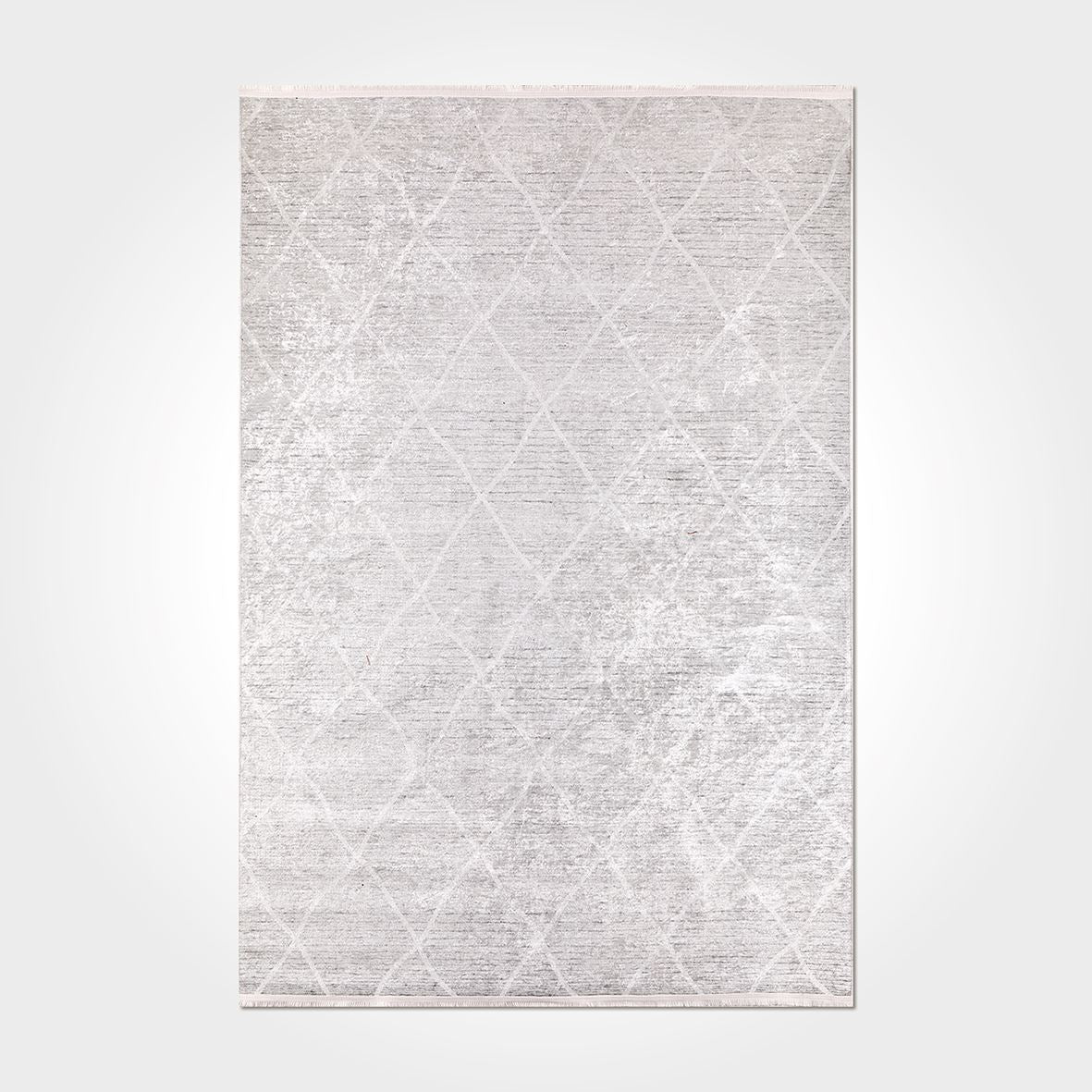 Quine Cream Geometric Chenille and Cotton Digital Print Area Rug
