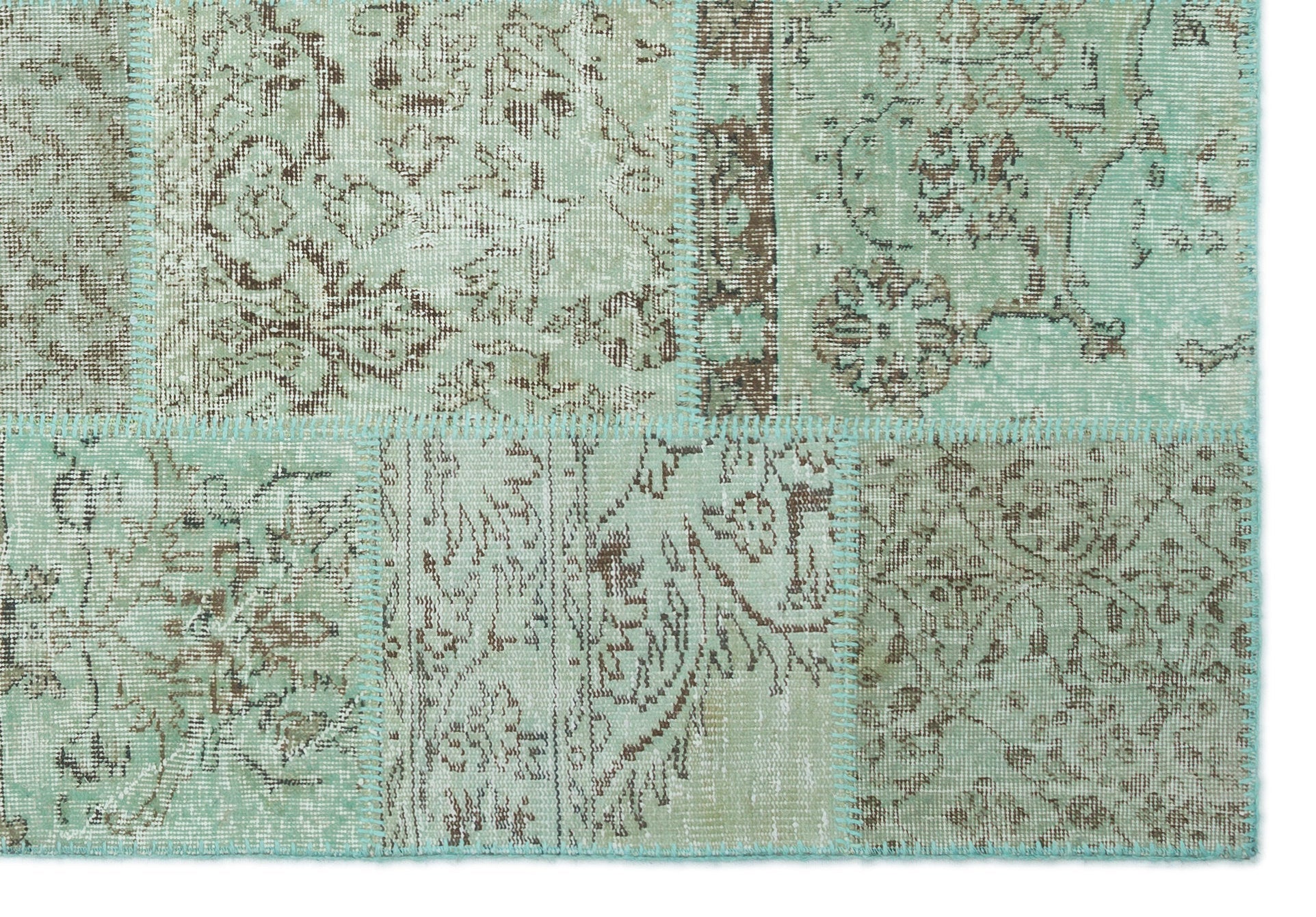 Iskece 20875 Green Vintage Wool Handmade Area Rug 5'3" x 7'7"