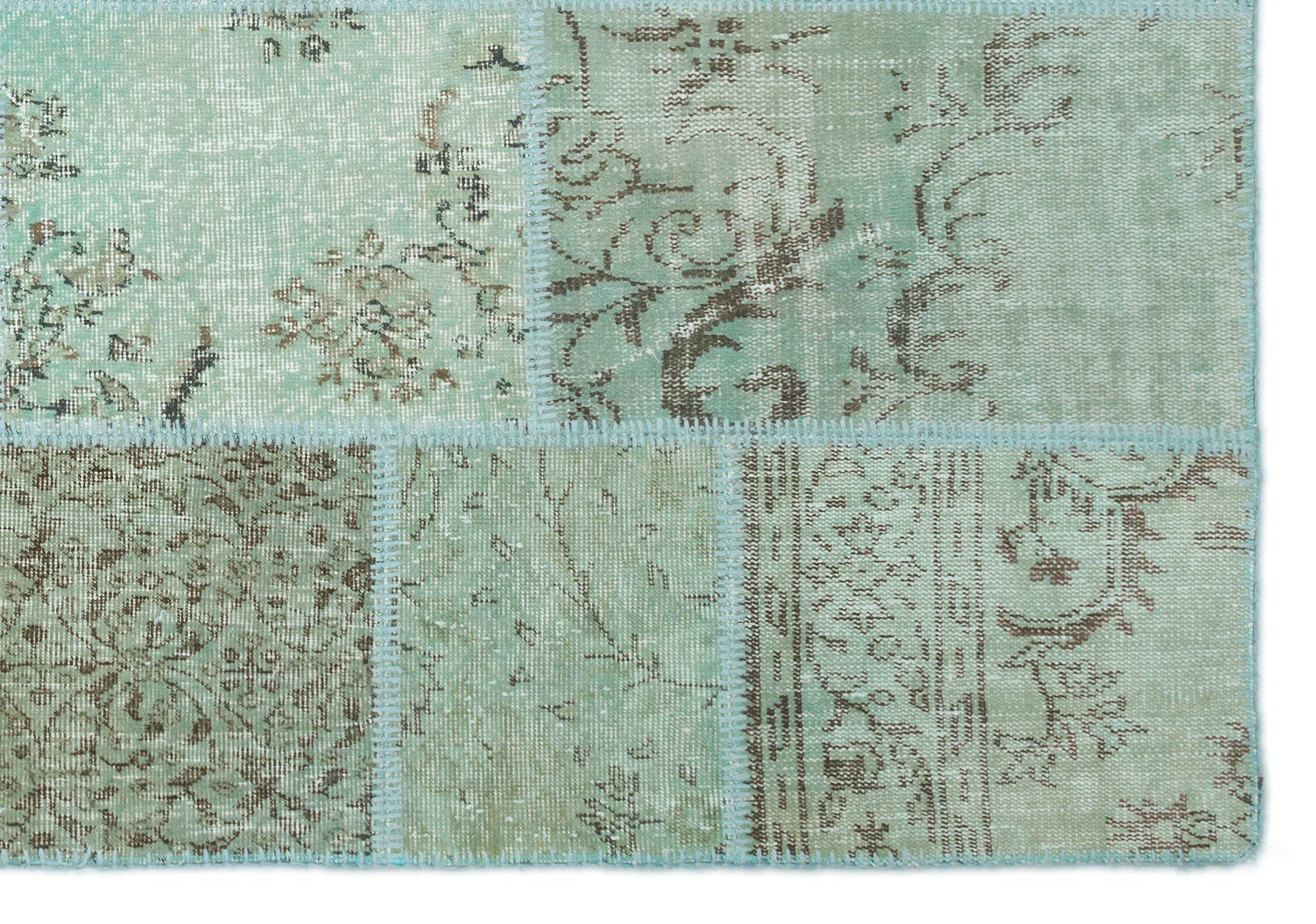 Iskece 20889 Green Vintage Wool Handmade Area Rug 5'3" x 7'7"