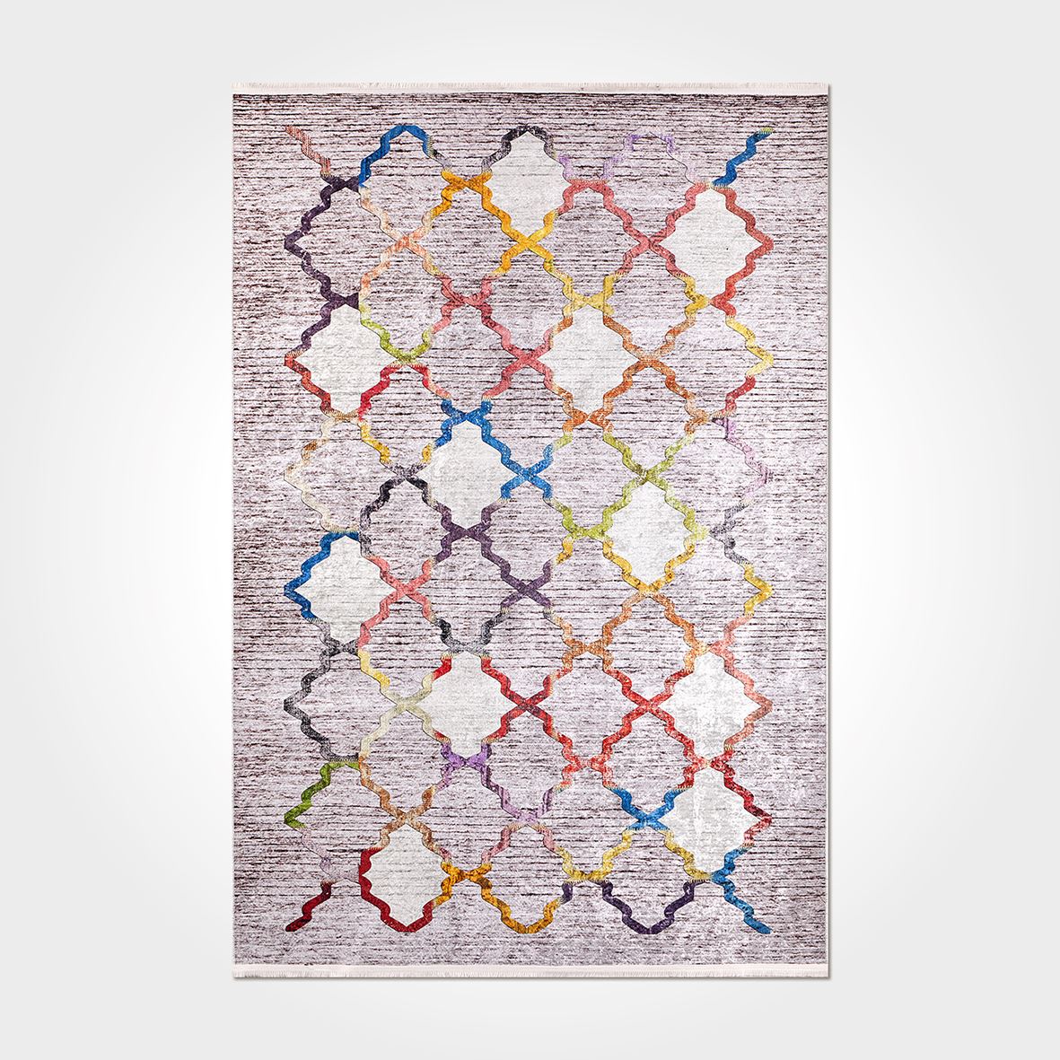 Geometric Area Rug – Washable Non Slip Grey Chenille Cotton Carpet