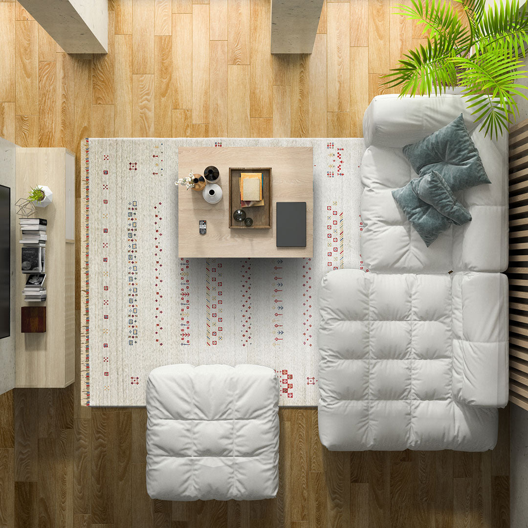 Handmade Viscose Rug – Modern Area Rug With Beige Floor Carpet & Soft Texture