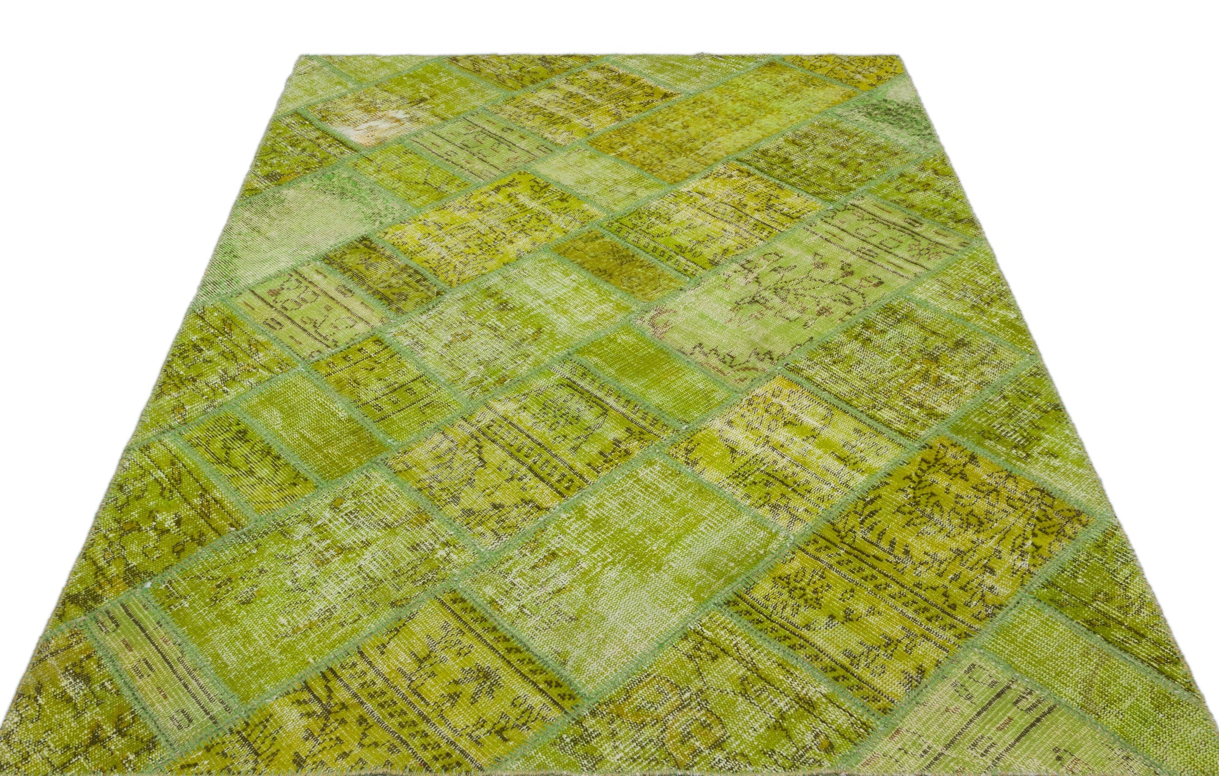 Iskece 20950 Yellow Vintage Wool Handmade Area Rug 5'3" x 7'7"