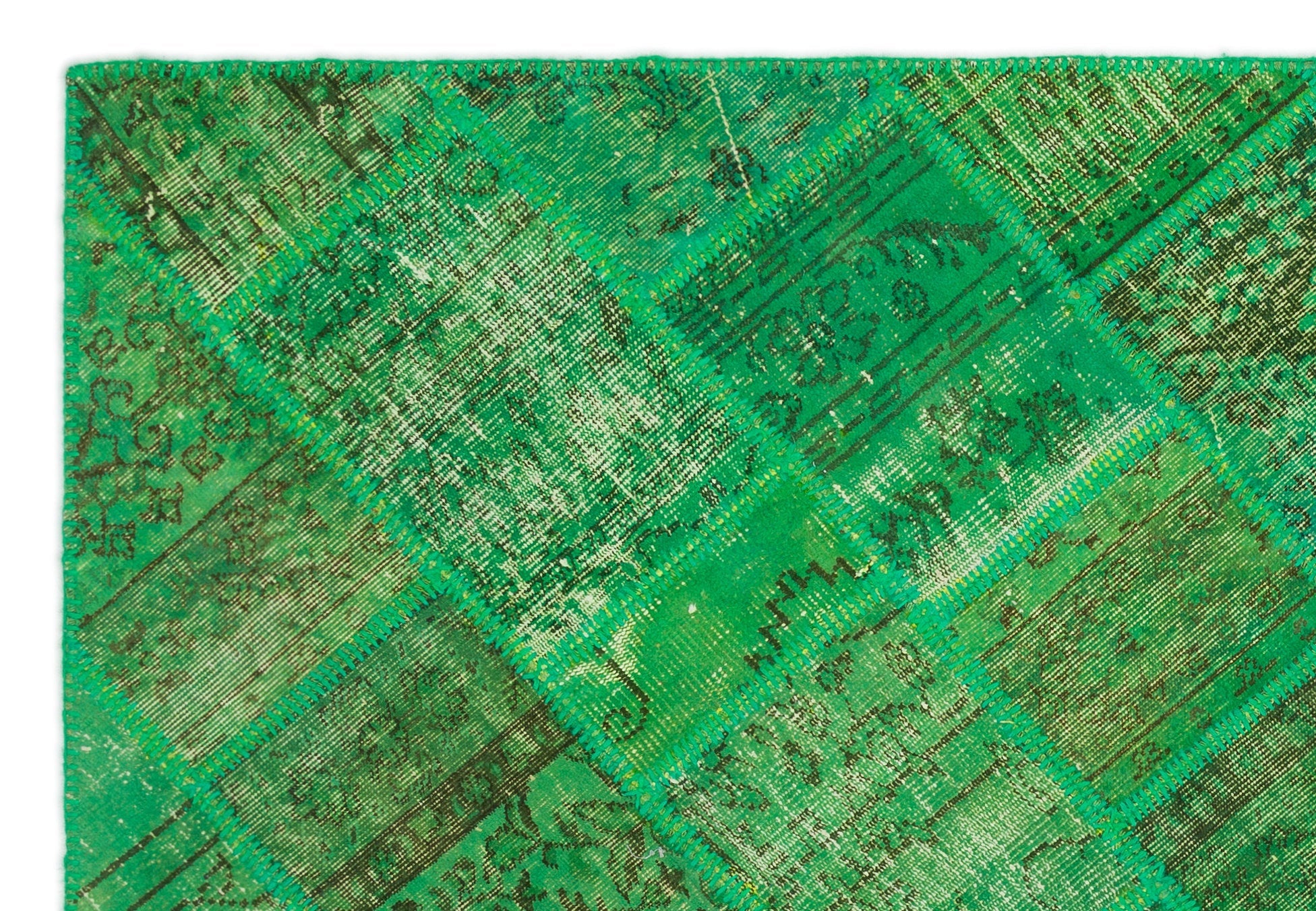 Iskece 20952 Green Vintage Wool Handmade Area Rug 5'3" x 7'7"