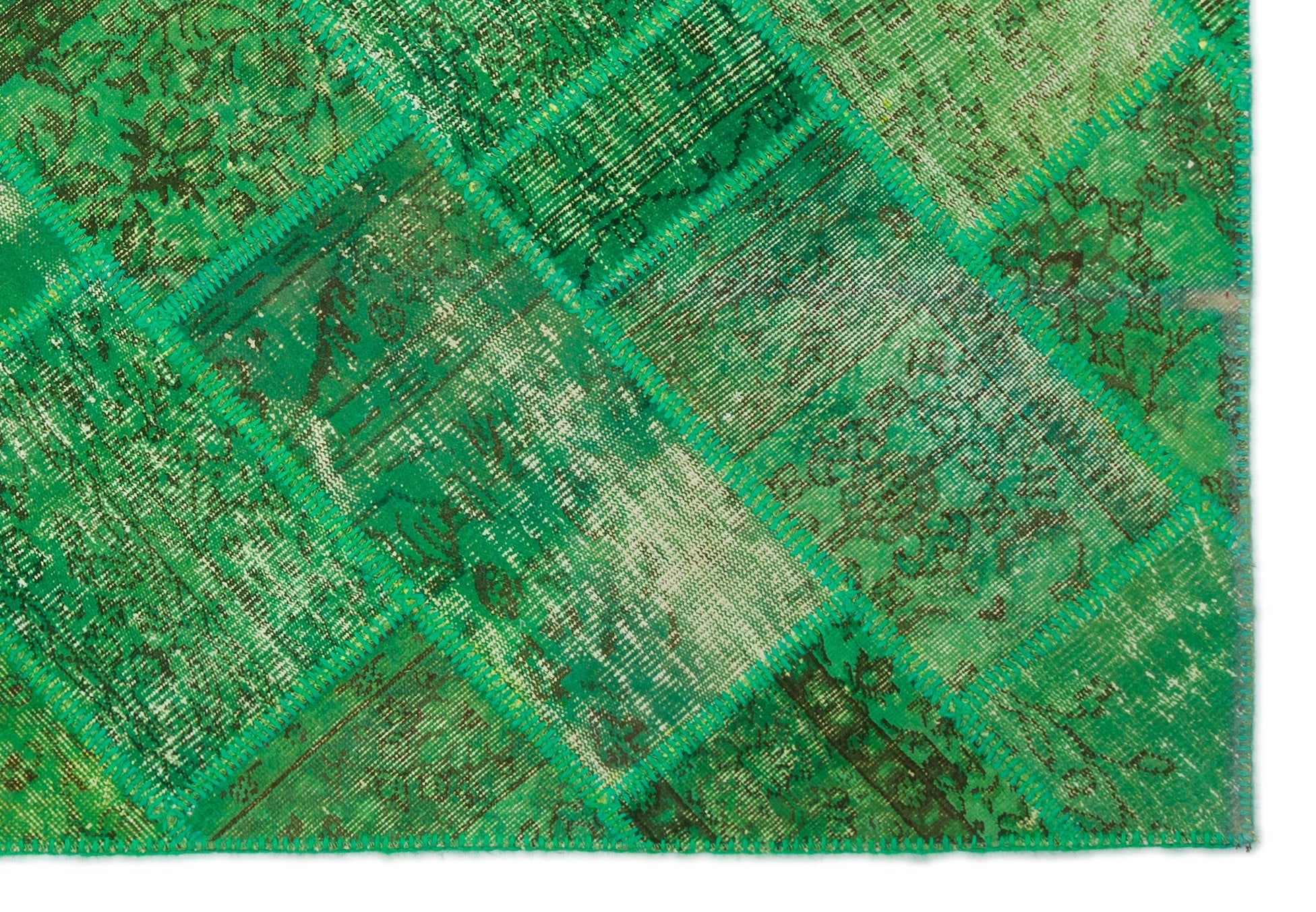 Iskece 20952 Green Vintage Wool Handmade Area Rug 5'3" x 7'7"