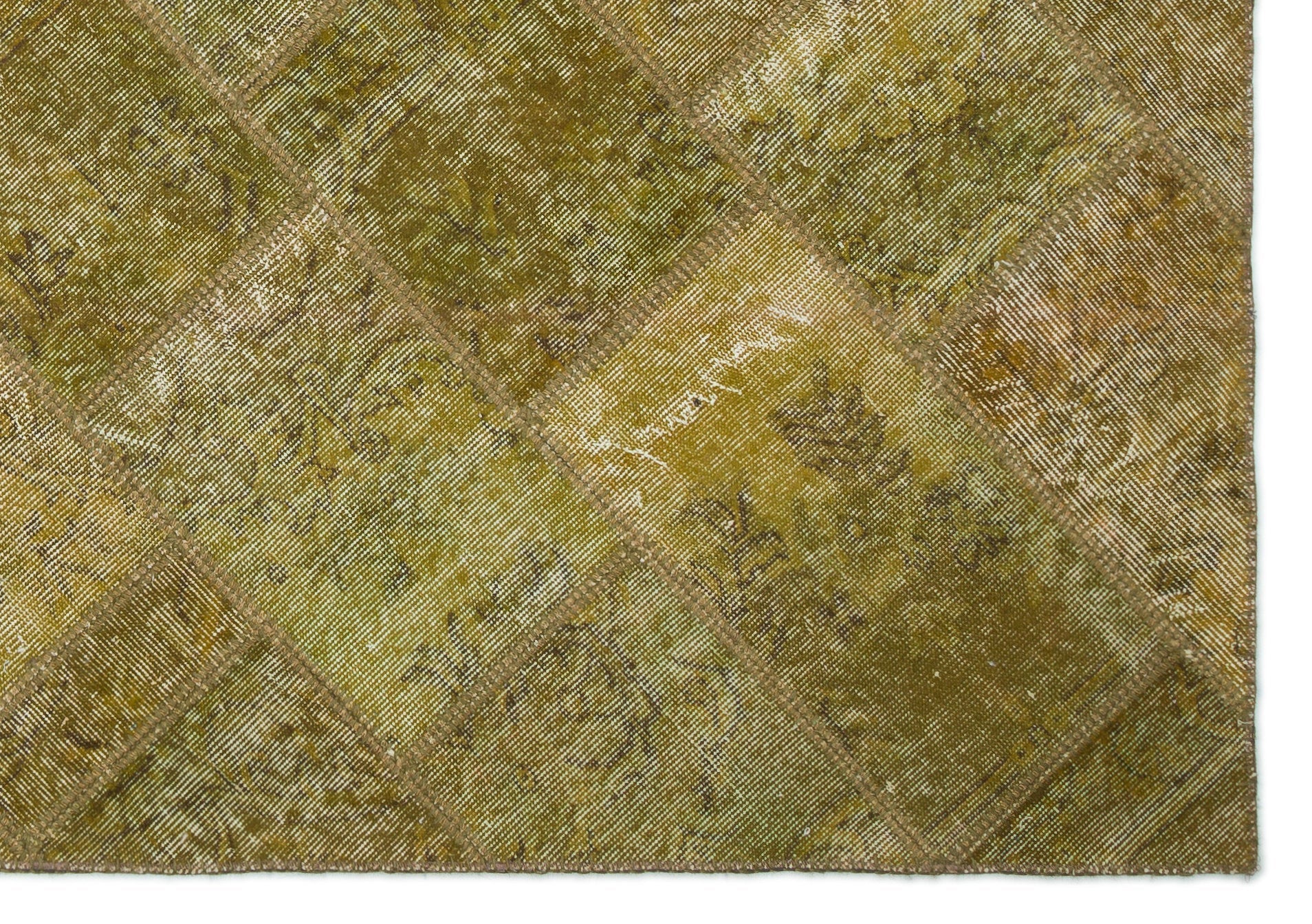 Iskece 20978 Green Vintage Wool Handmade Area Rug 5'3" x 7'7"