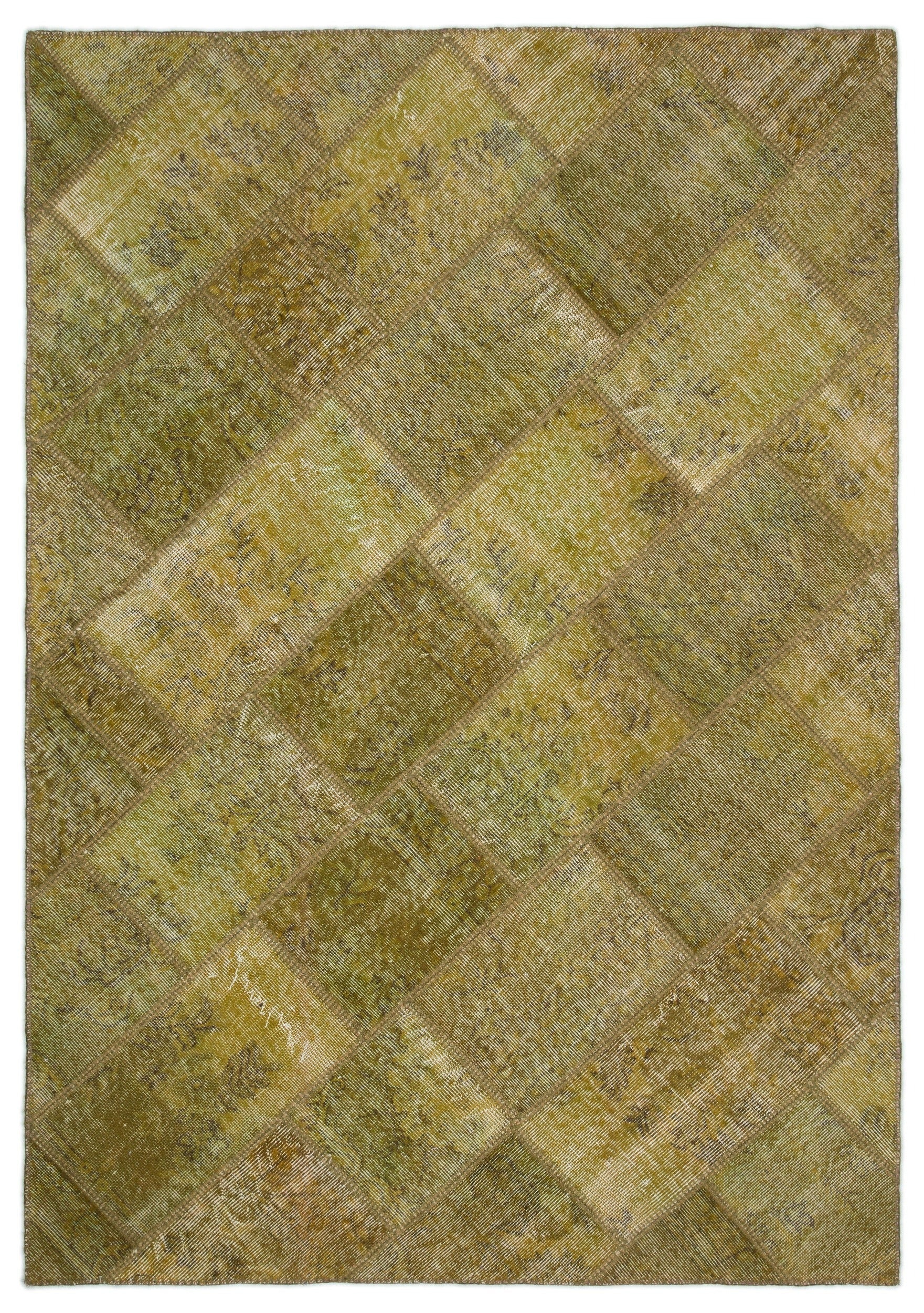 Iskece 20978 Green Vintage Wool Handmade Area Rug 5'3" x 7'7"
