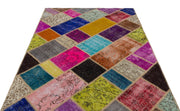 Iskece 21001 Beige Patchwork Wool Handmade Area Rug 5'3" x 7'7"