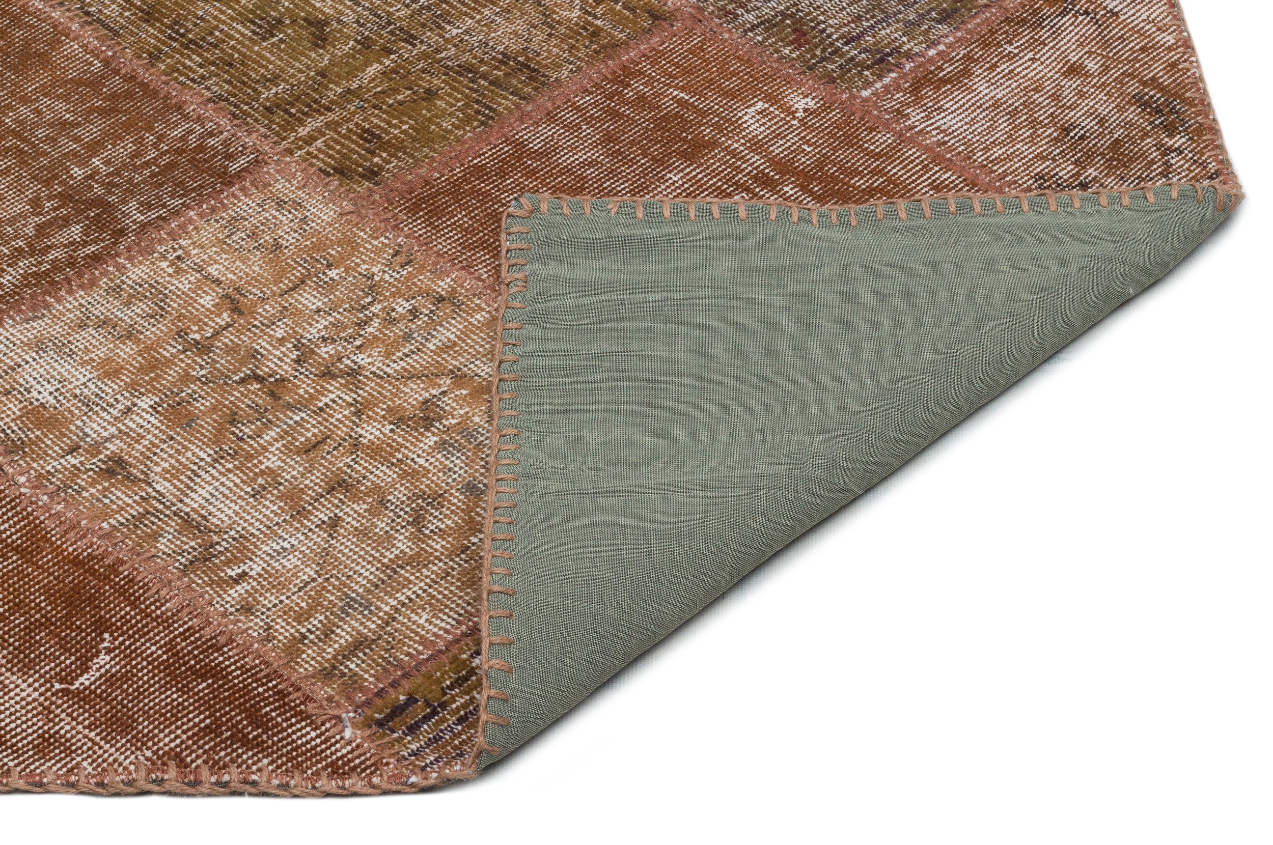 Iskece Brown Vintage Wool Handmade Area Rug 5'2" x 7'7"