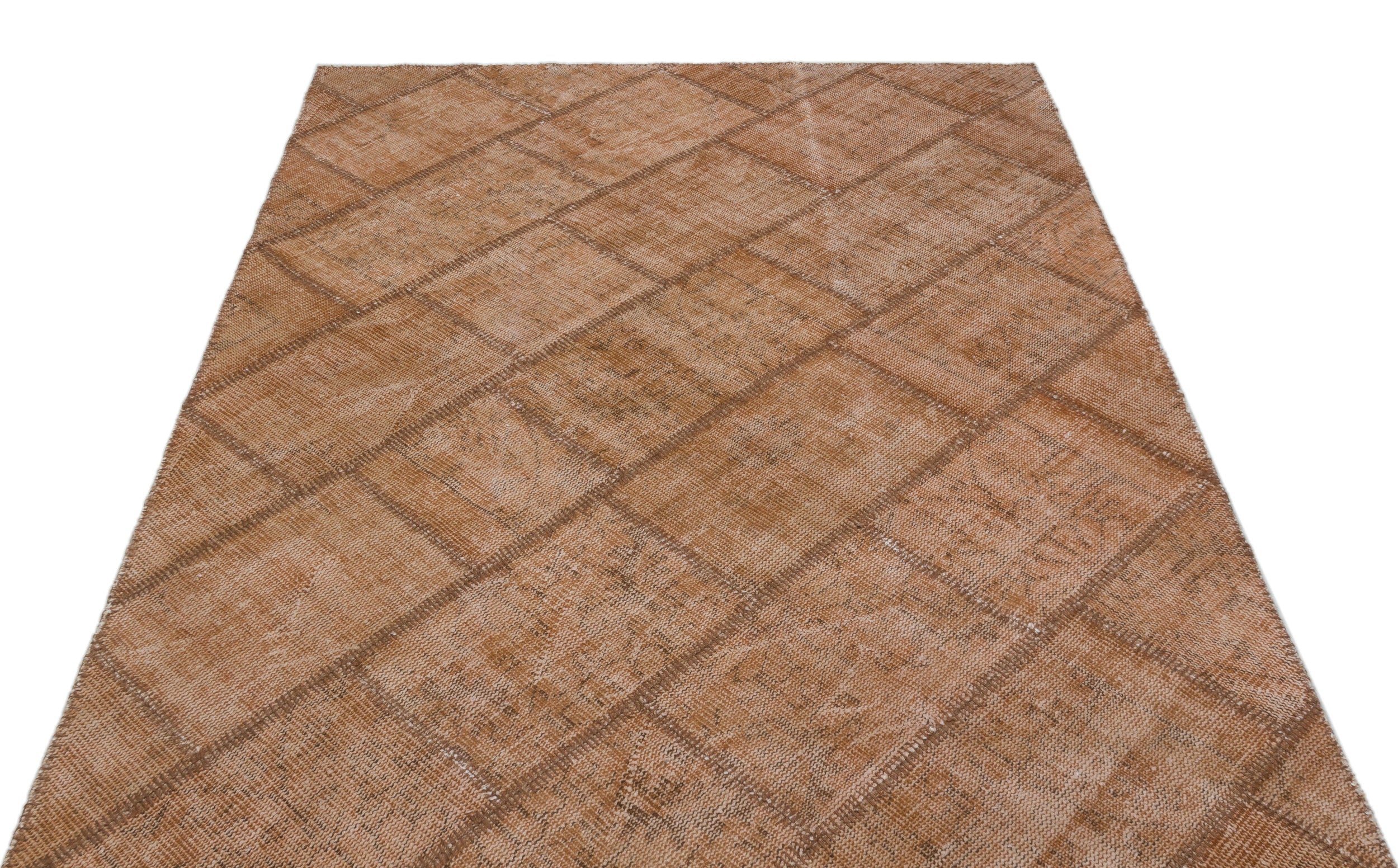 Iskece Brown Vintage Wool Handmade Area Rug 5'1" x 7'7"